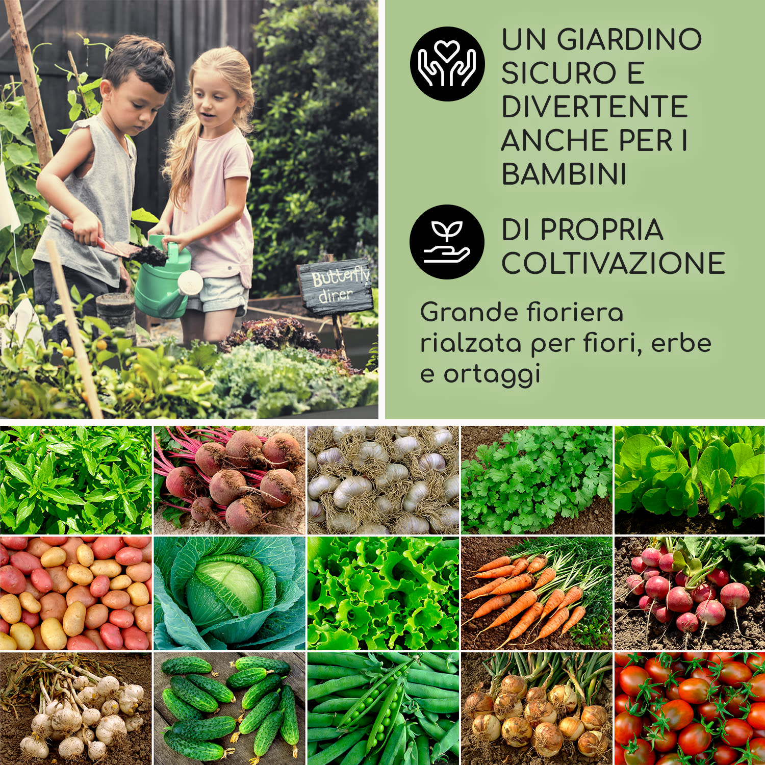 High Grow Straight Aiuole Rialzata 180x60x90cm 970l Acciaio zincato beige 180 x 90 x 60 cm | Crema