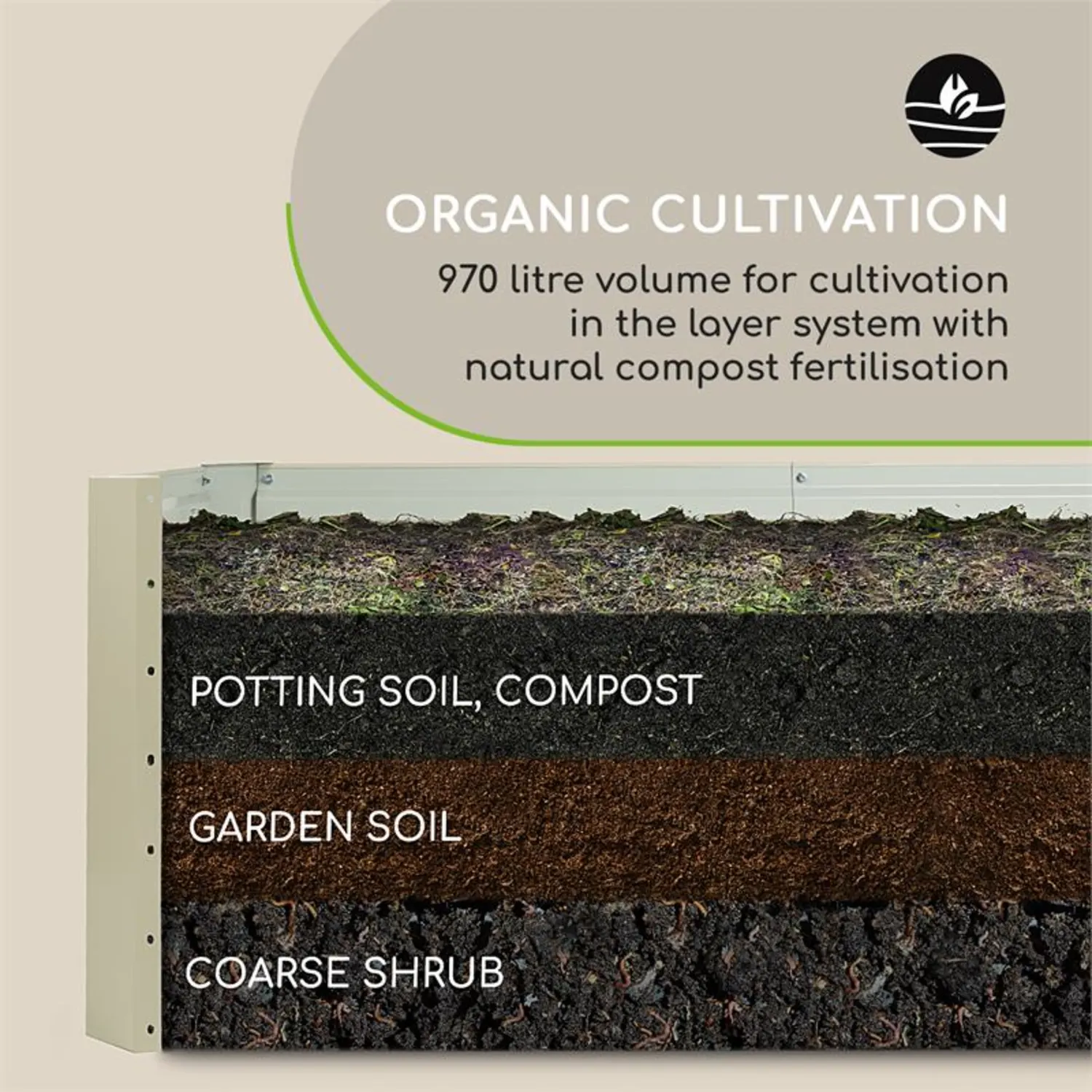 Rubal blumfeldt        Terrabox 180x90x60 cm Hochbeet CremeQA 5555