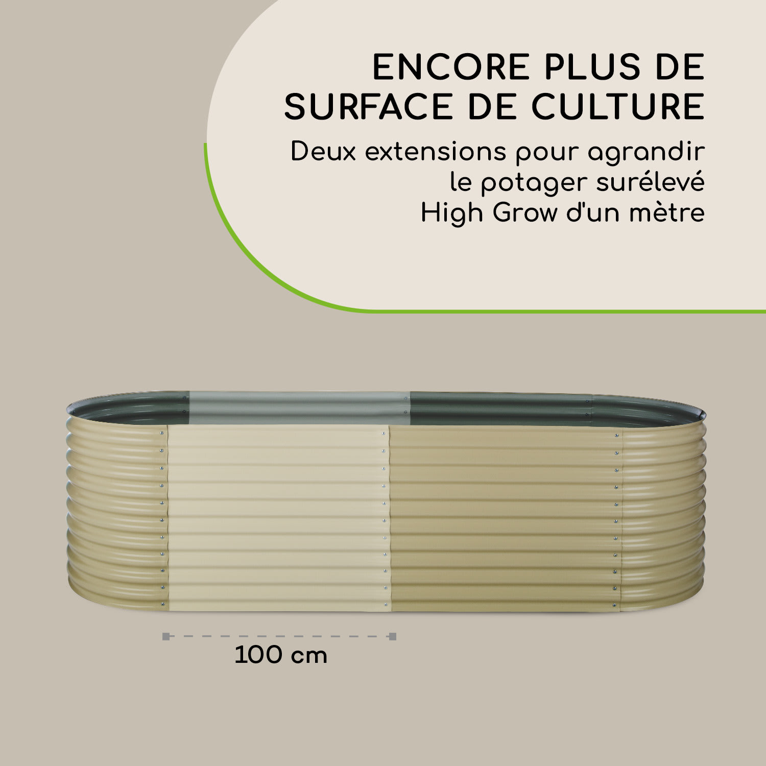 High Grow Extend Extension de potager surélevé 100 x 80 cm acier beige Beige