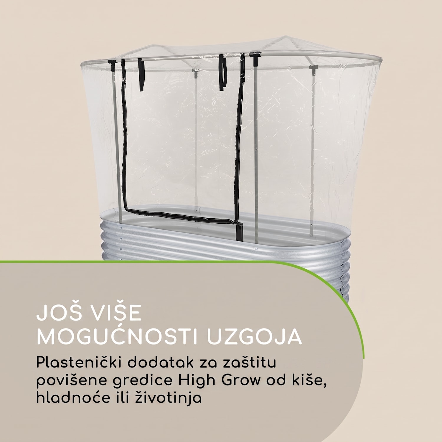 High Grow Top 160, staklenik-nastavak za žardinjeru, 160x115x80cm, čelične cijevi, PVC 160 cm