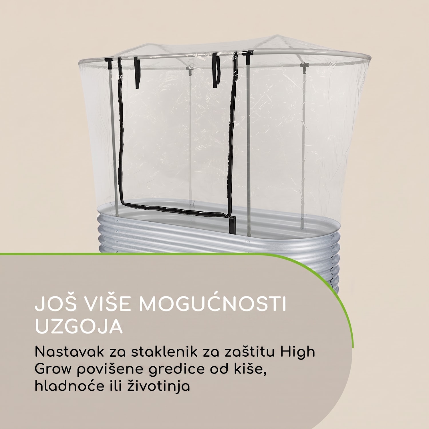 High Grow Top 200, staklenik-nastavak za žardinjeru, 200x115x100cm, čelične cijevi, PVC 200 cm