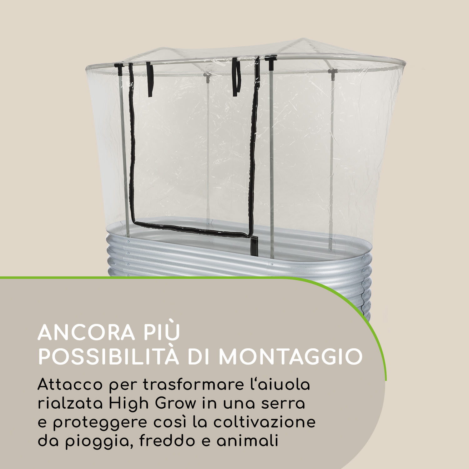 High Grow Top 200 Copertura per Aiuola 200x80x100cm Tubo d'Acciaio PVC 200 cm