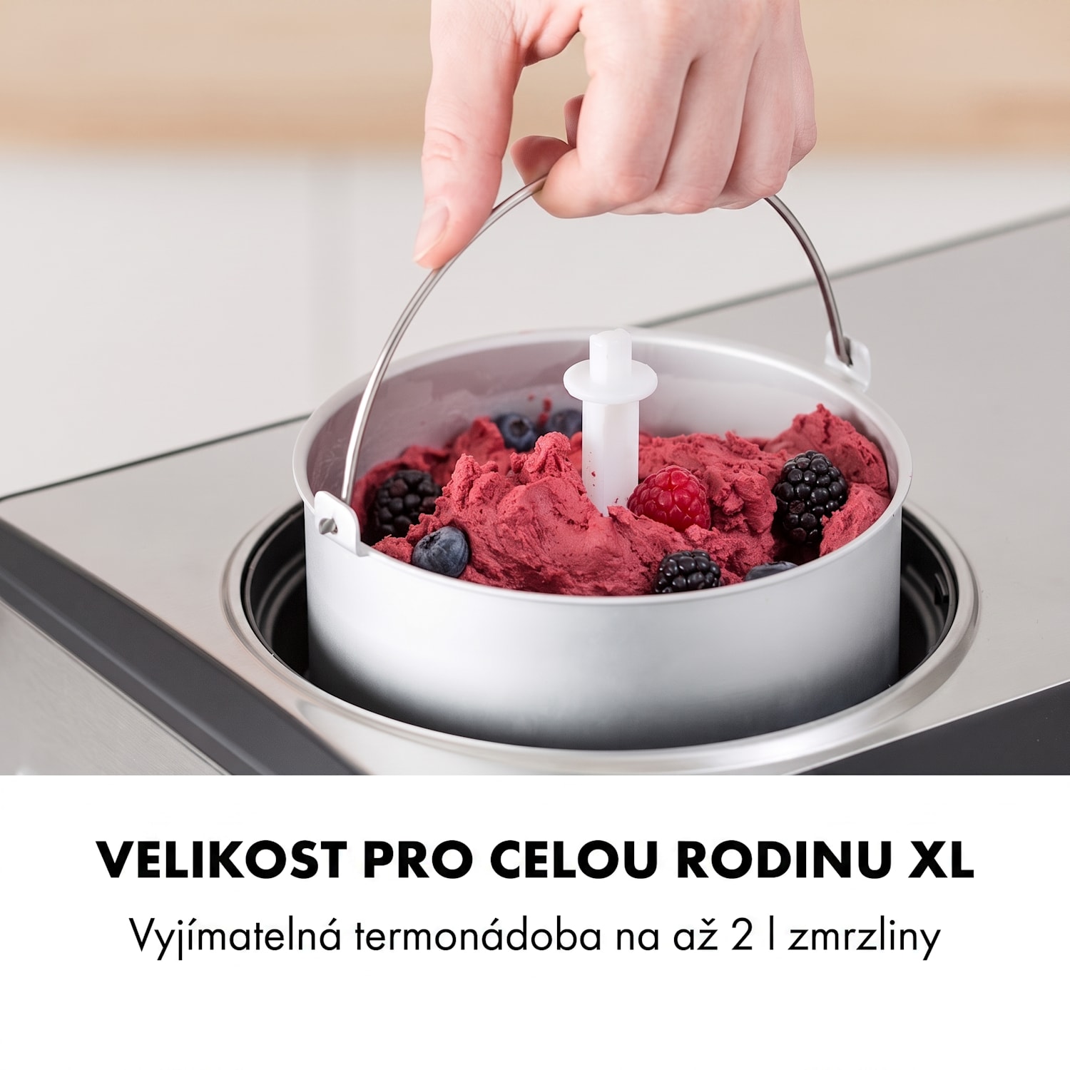 Dolce Bacio, zmrzlinovač, 2 l, kompresor, LCD displej, dotykový panel, nerezová ocel Ne