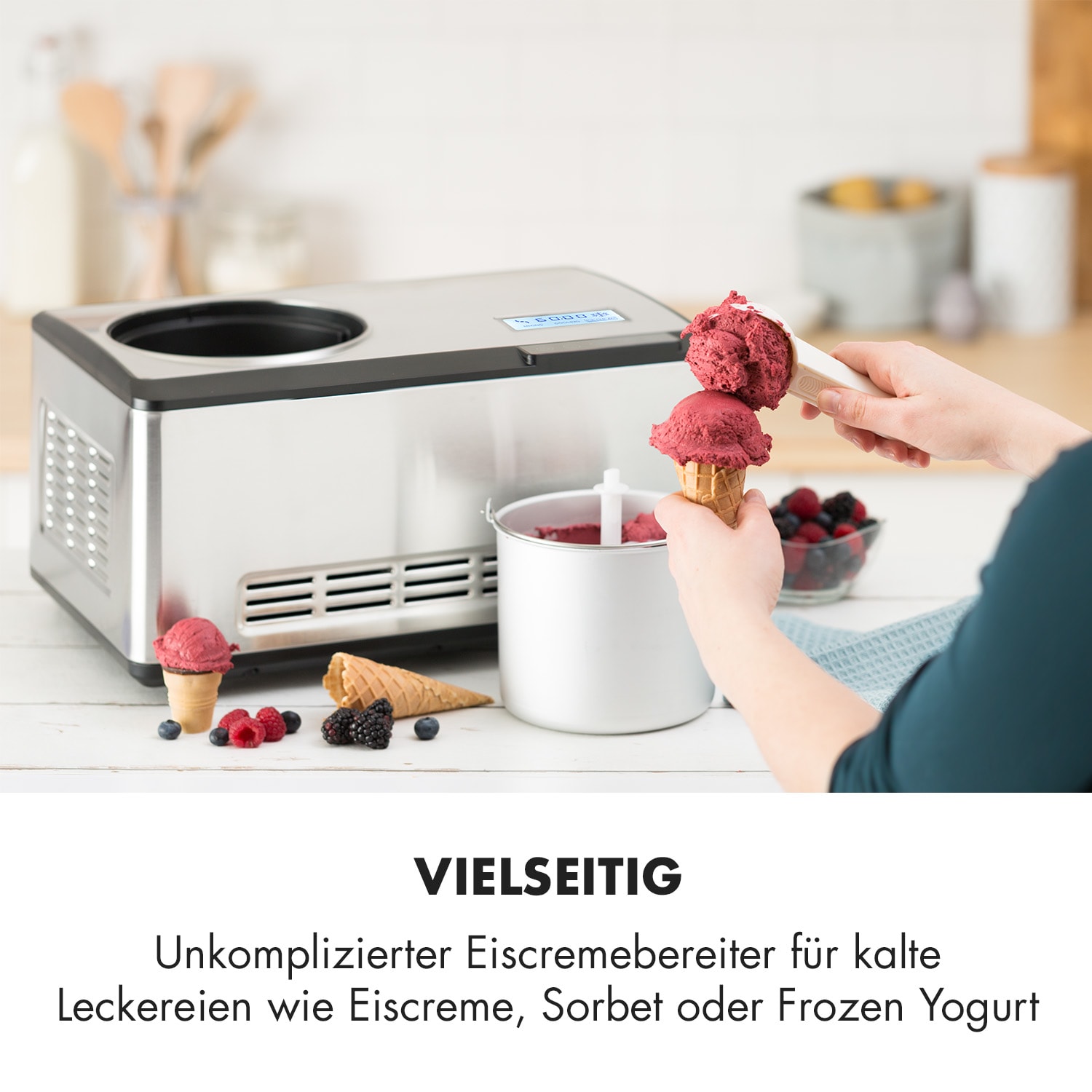 Dolce Bacio Eiscremebereiter Kompressor 2l LCD-Display Touch Edelstahl Nein