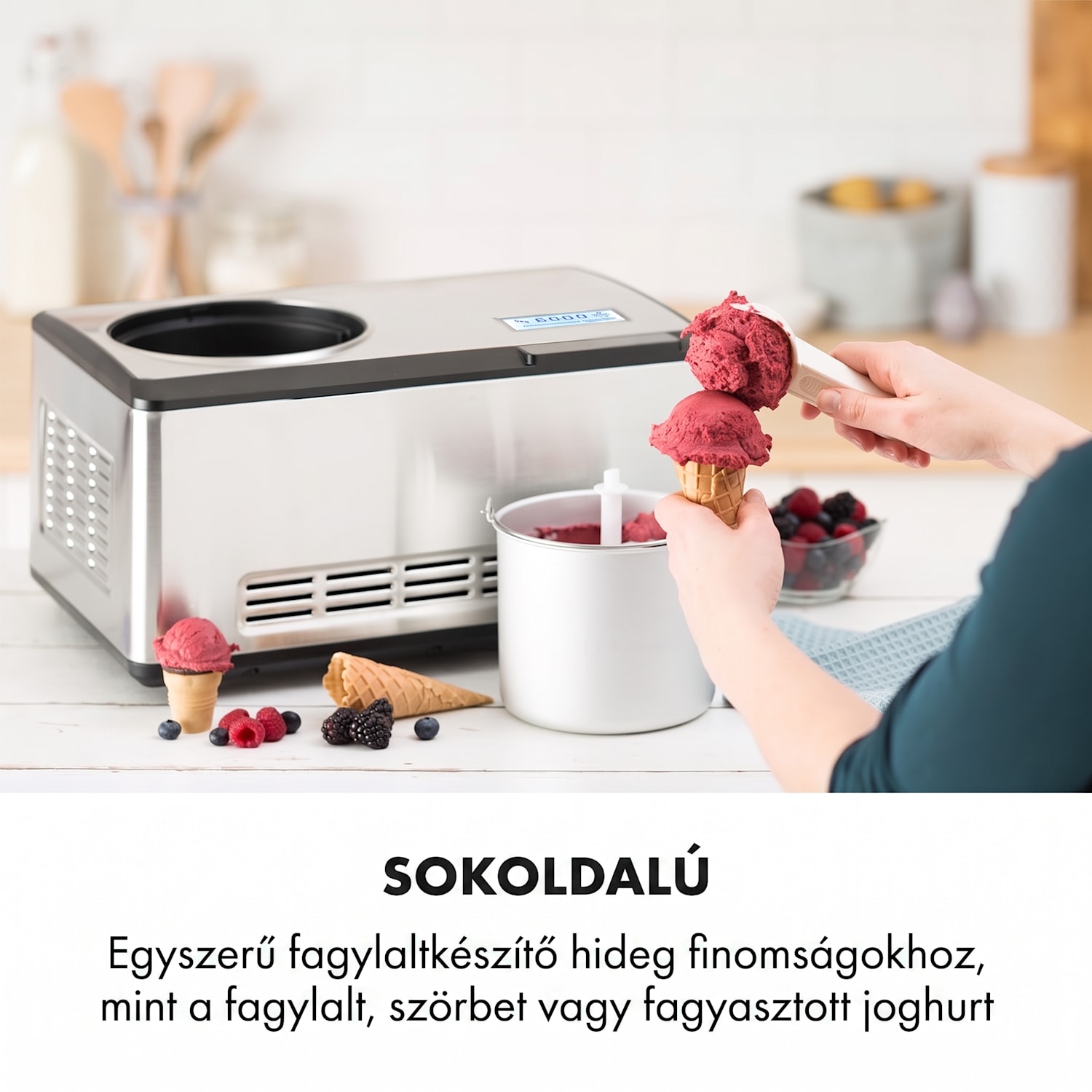 Dolce Bacio, fagylaltgép, kompresszor, 2 L, LCD kijelző, érintésvezérlés, roszdamentes acél Nem
