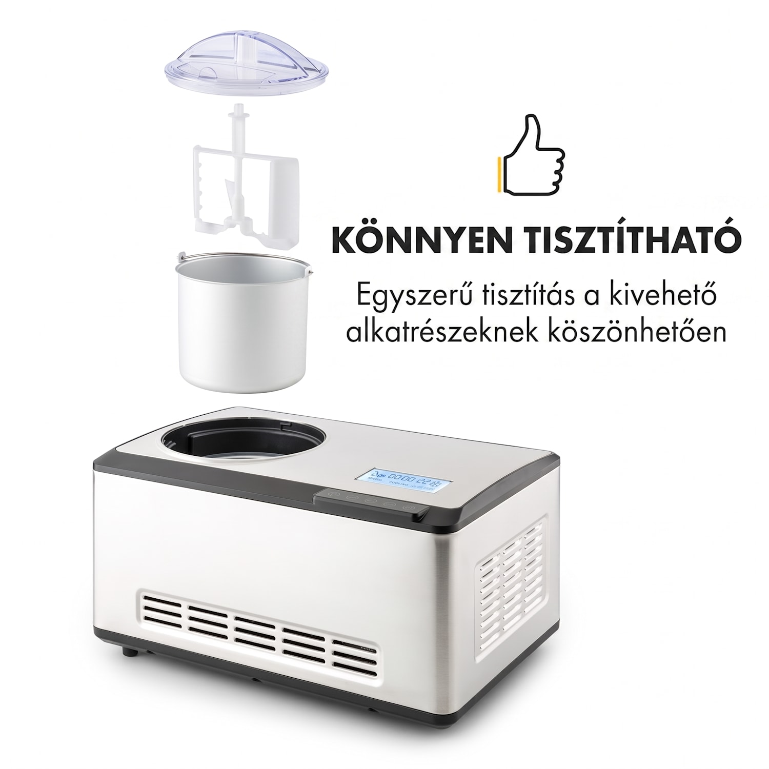 Dolce Bacio, fagylaltgép, kompresszor, 2 L, LCD kijelző, érintésvezérlés, roszdamentes acél Nem