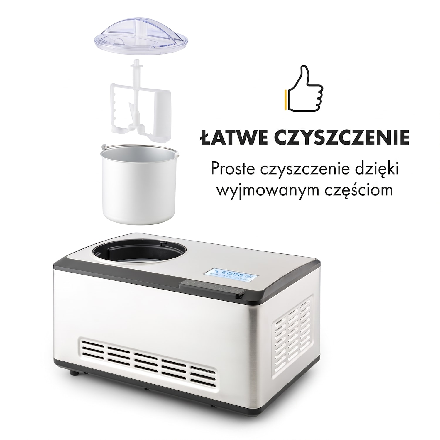 Dolce Bacio maszynka do robienia lodów sprężarka 2l LCD touch stal nierdzewna Nie