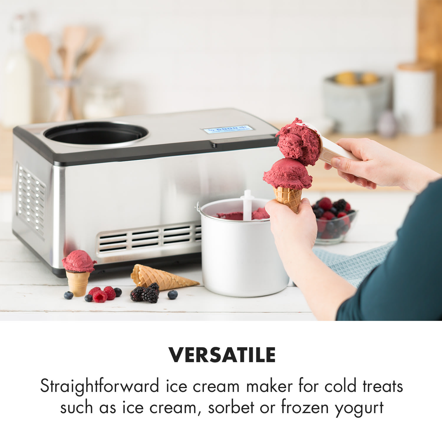 Dolce Bacio Máquina para hacer helados Compresor 2L Pantalla LCD Táctil Acero inoxidable No
