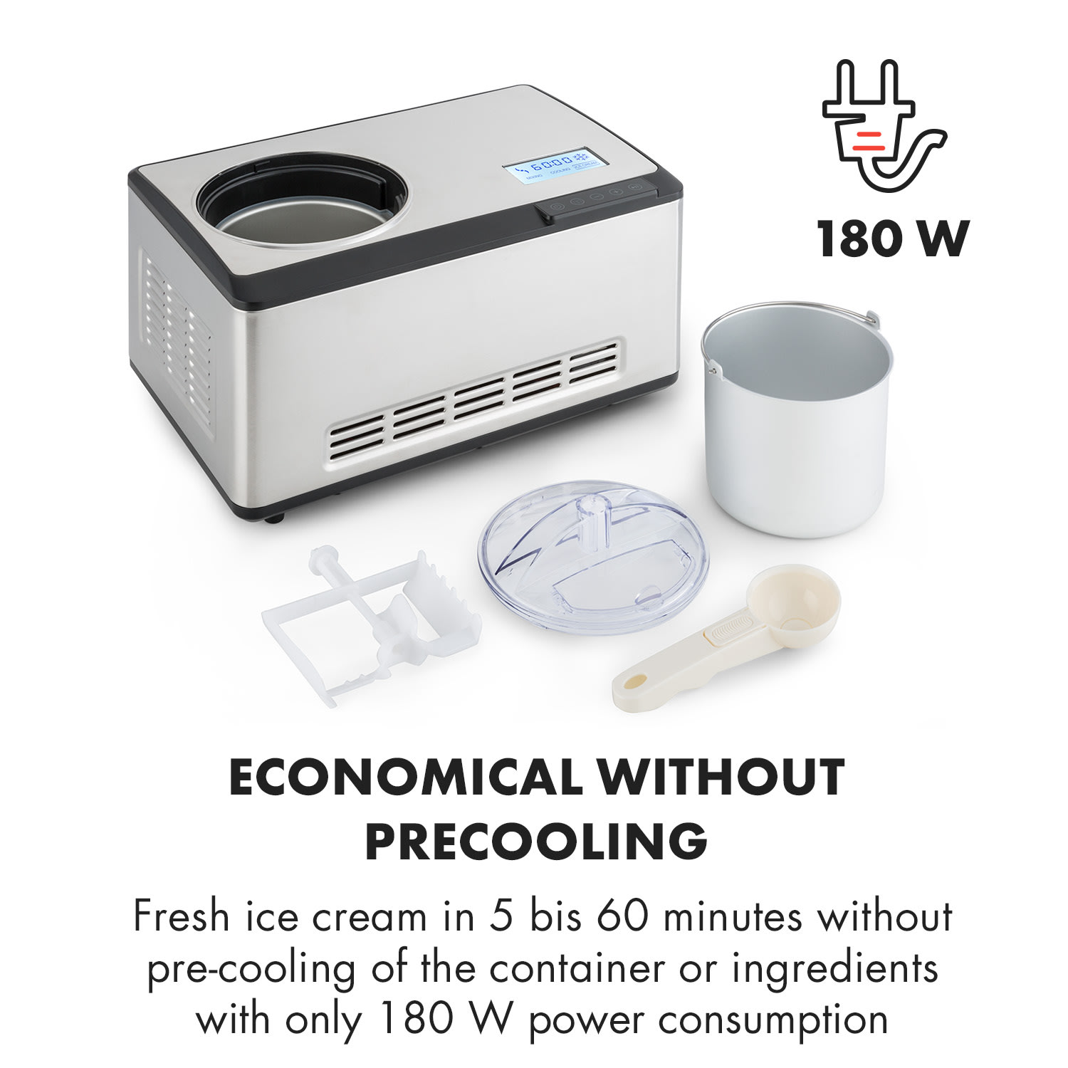 Dolce Bacio jäätelökone kompressori 2l LCD-näyttö kosketusnäyttö teräs Ei