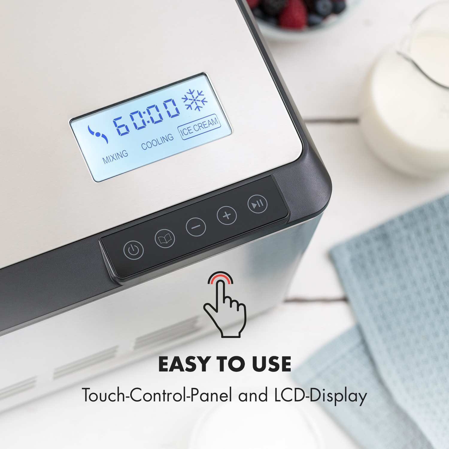 Dolce Bacio jäätelökone kompressori 2l LCD-näyttö kosketusnäyttö teräs Ei
