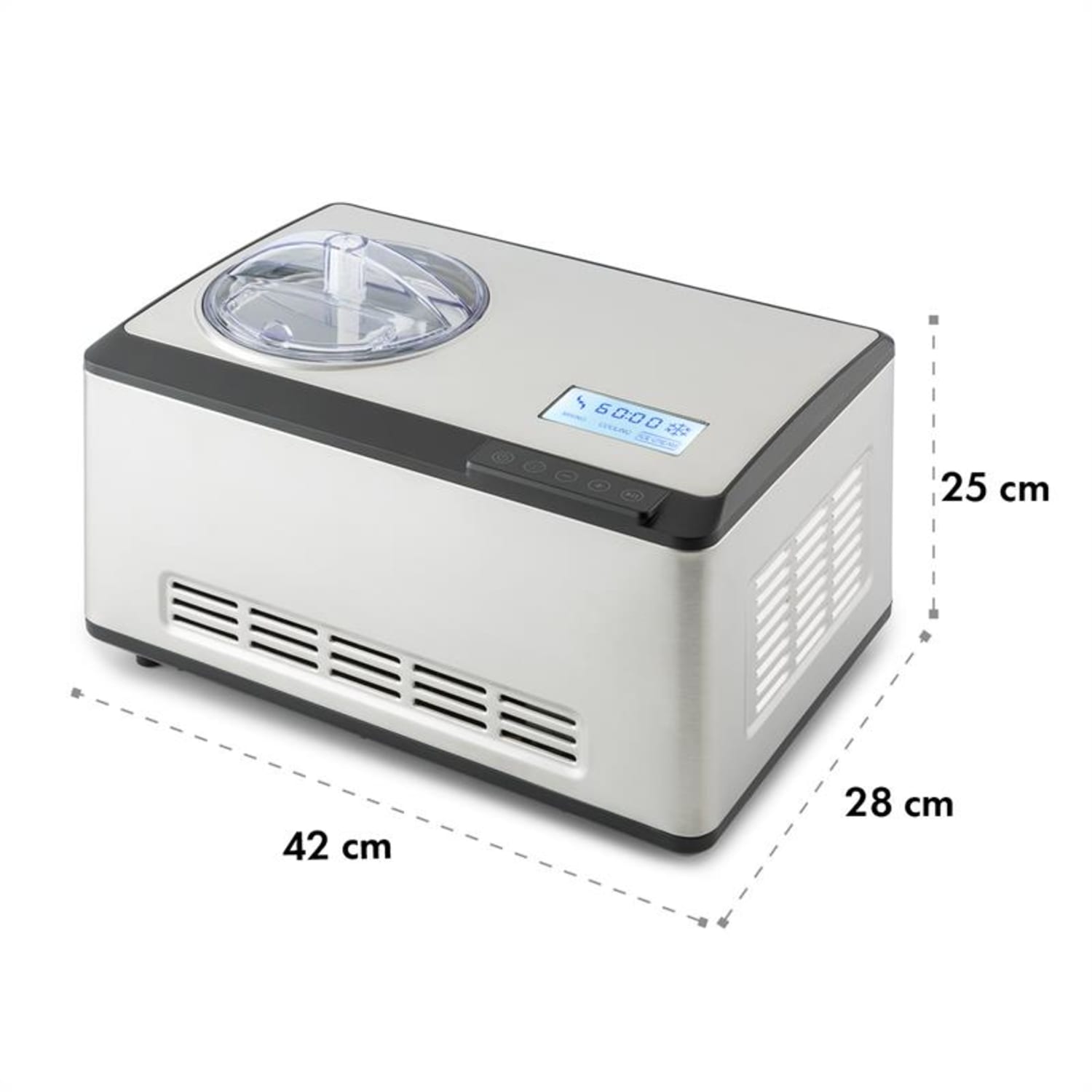 Dolce Bacio Máquina para hacer helados Compresor 2L Pantalla LCD Táctil Acero inoxidable 