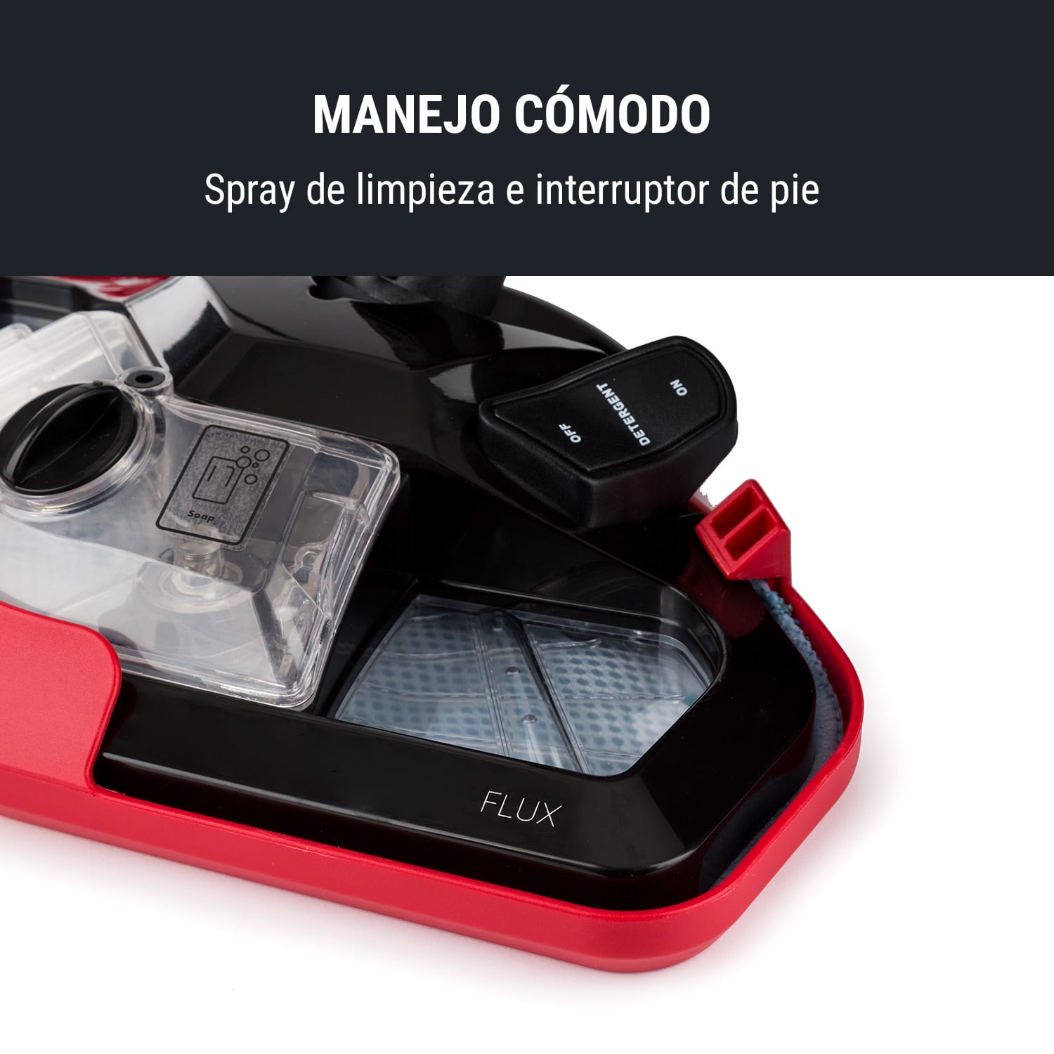 Flux limpiador de vapor 1600W aparato de mano y suelo 600ml rojo 