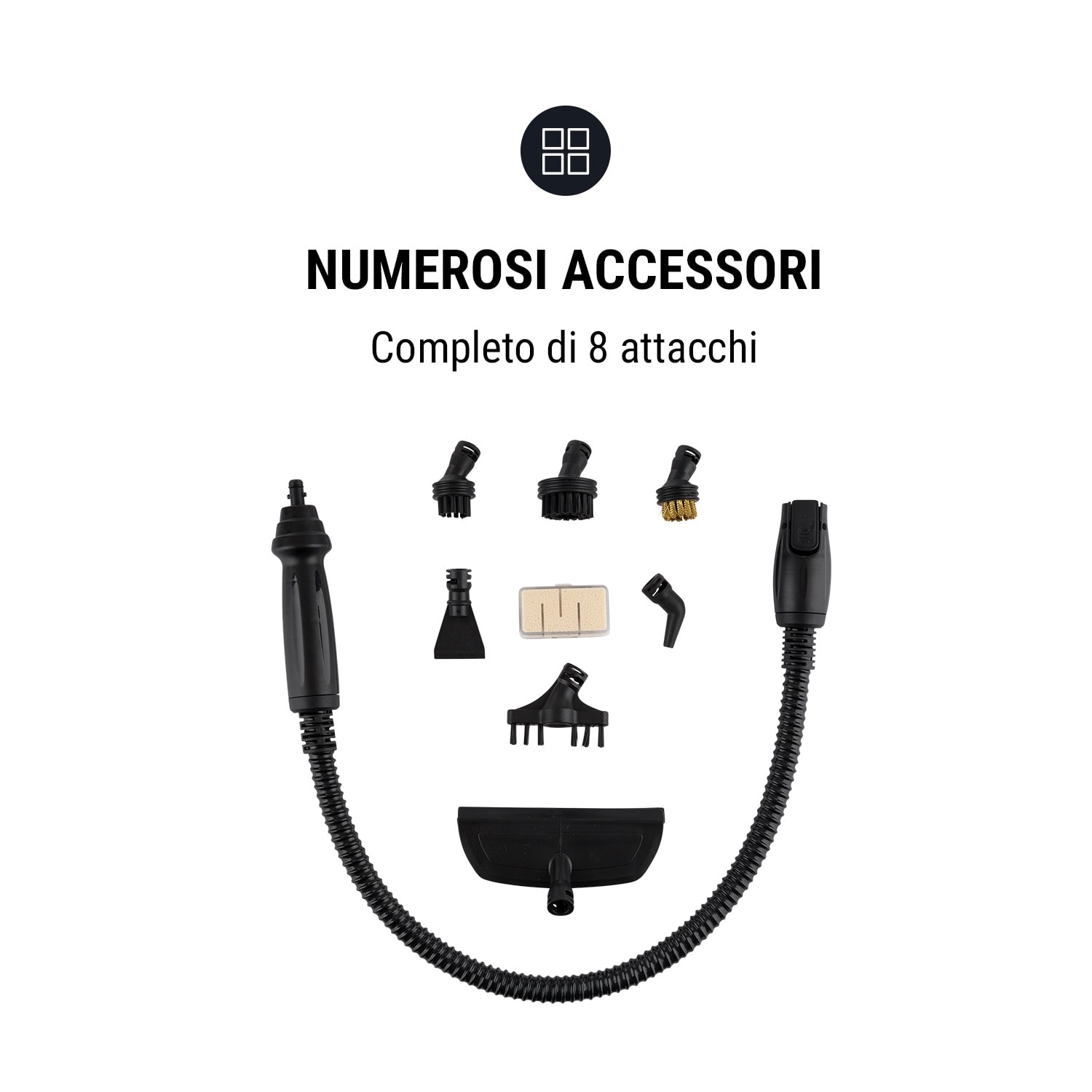 Flux Pulitore a Vapore  1600 W Dispositivo a Mano e a Pavimento 600 ml Rosso 