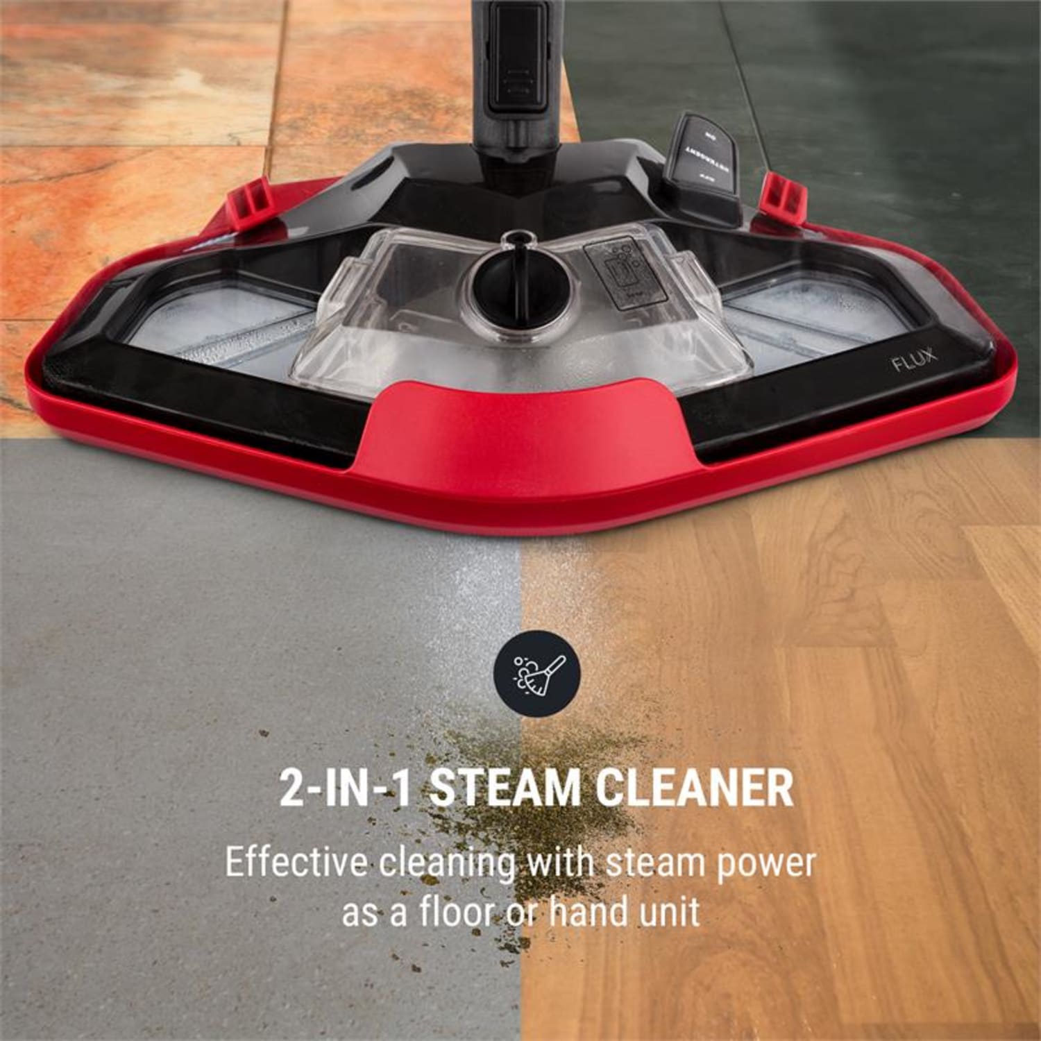 Flux parní čistič 1600W, 600ml, červený