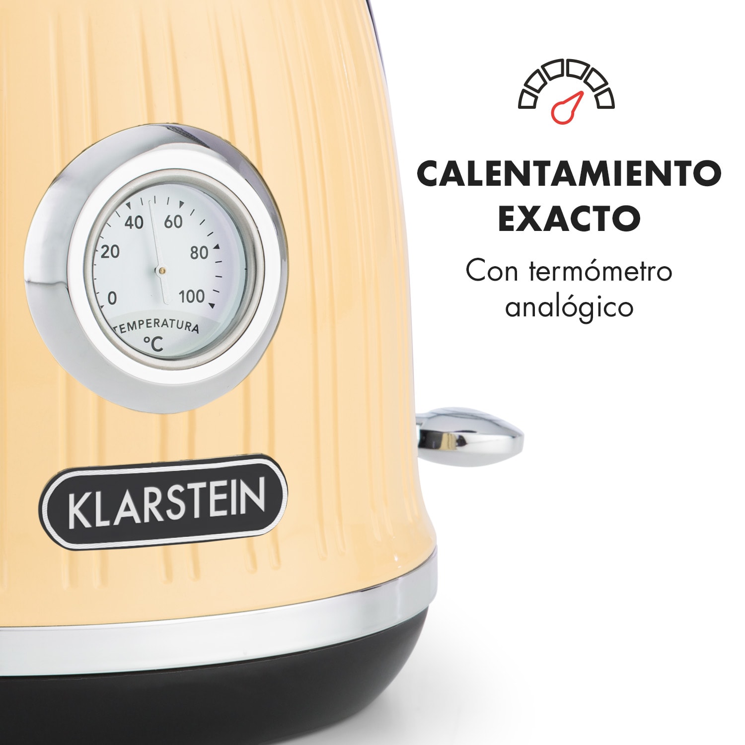Cancan hervidor de agua 1,6L 1800-2150W diseño retro base de 360° crema Crema
