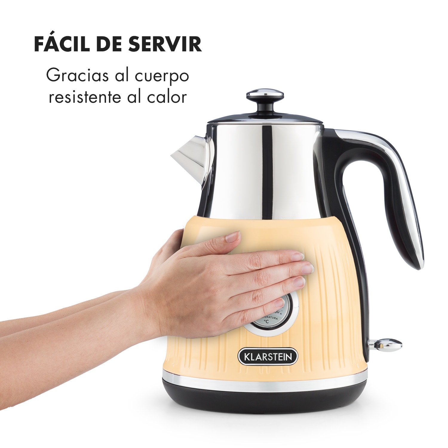 Cancan hervidor de agua 1,6L 1800-2150W diseño retro base de 360° crema Crema