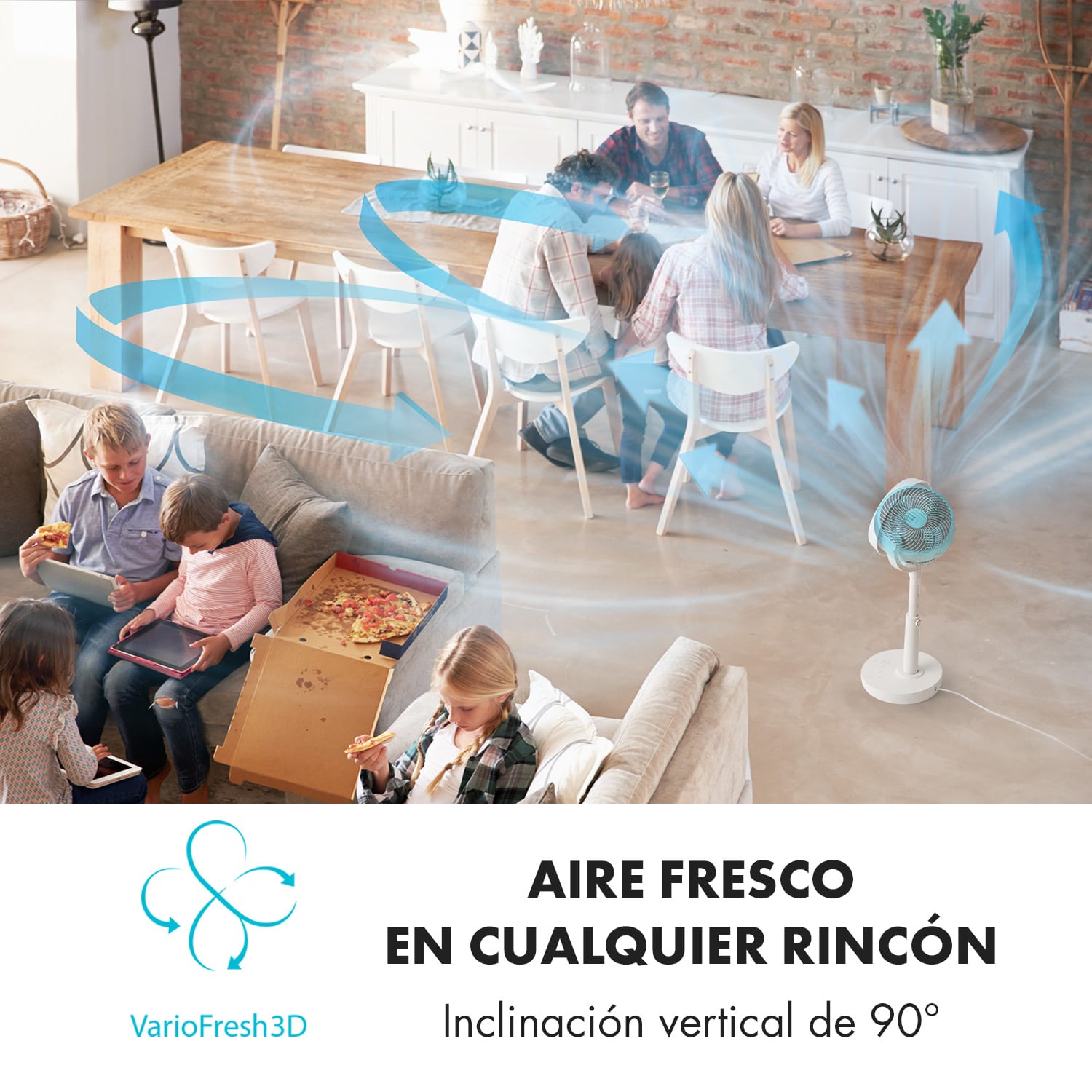 Neo Stream Ventilador de pie VarioFresh 3D 30W WhisperFlow blanco Blanco