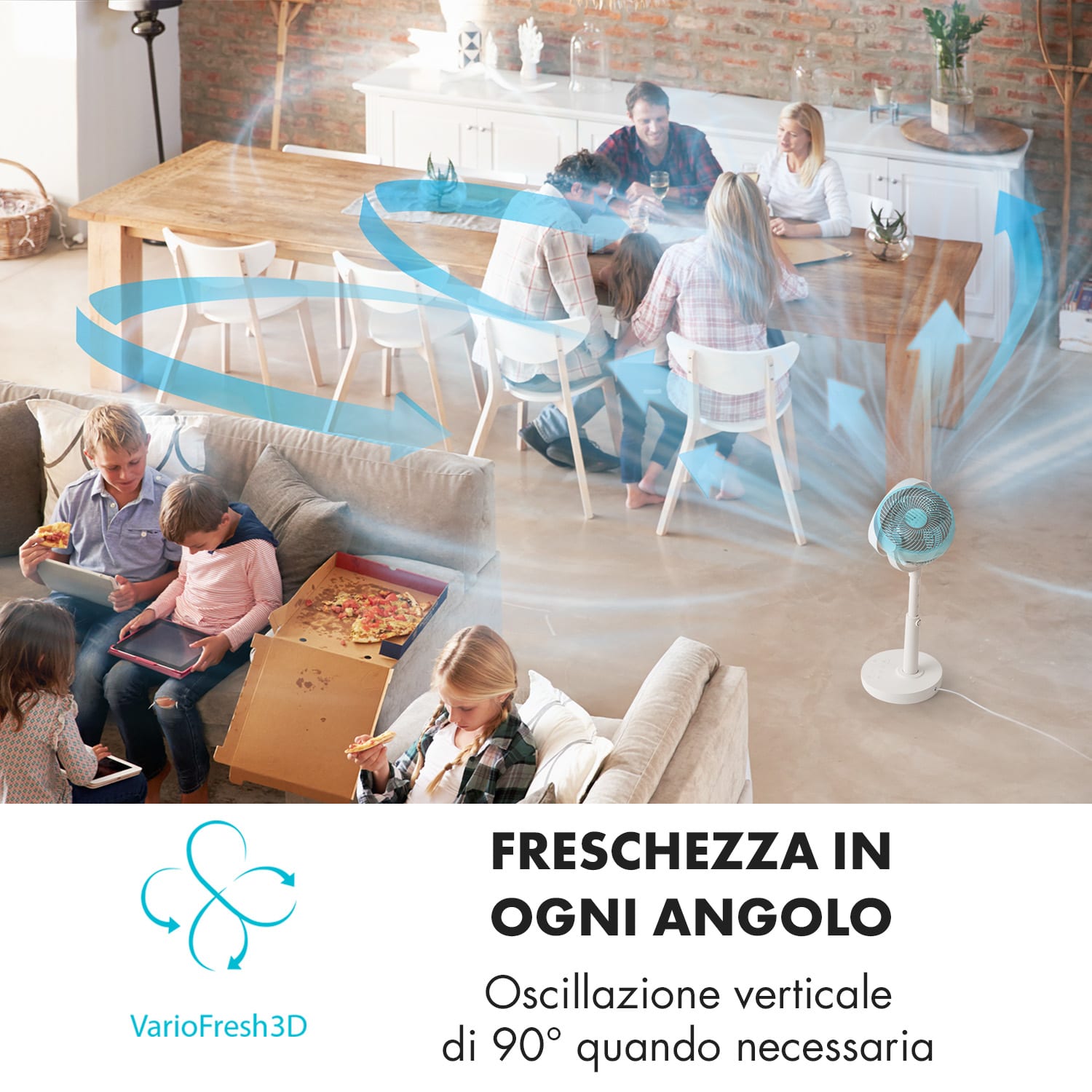 Neo Stream Ventilatore da Pavimento Vario Fresh 3d 30W Whisperflow Bianco Bianco
