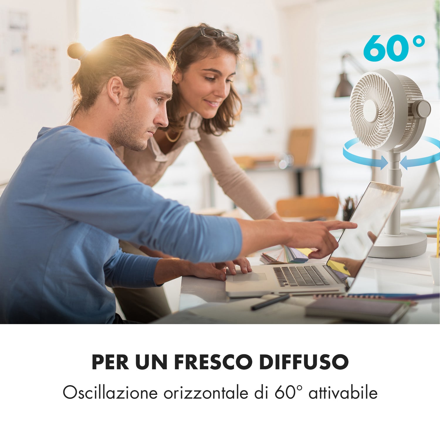 Neo Stream Ventilatore da Pavimento Vario Fresh 3d 30W Whisperflow Bianco Bianco