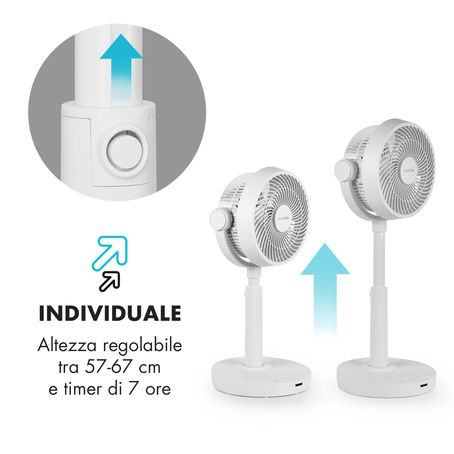 Neo Stream Ventilatore da Pavimento Vario Fresh 3d 30W Whisperflow Bianco Bianco