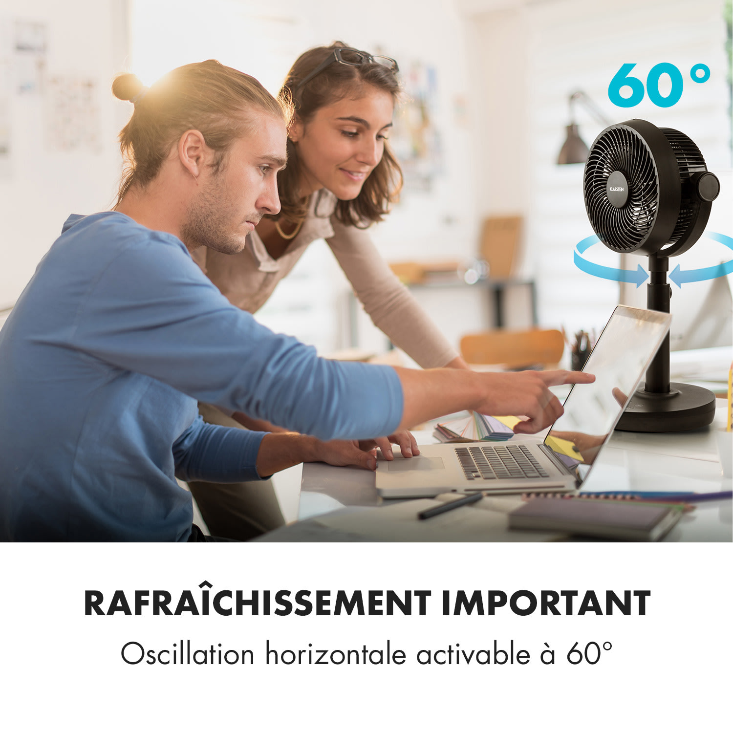 Neo Stream ventilateur sur pied VarioFresh 3D 30W WhisperFlow noir 