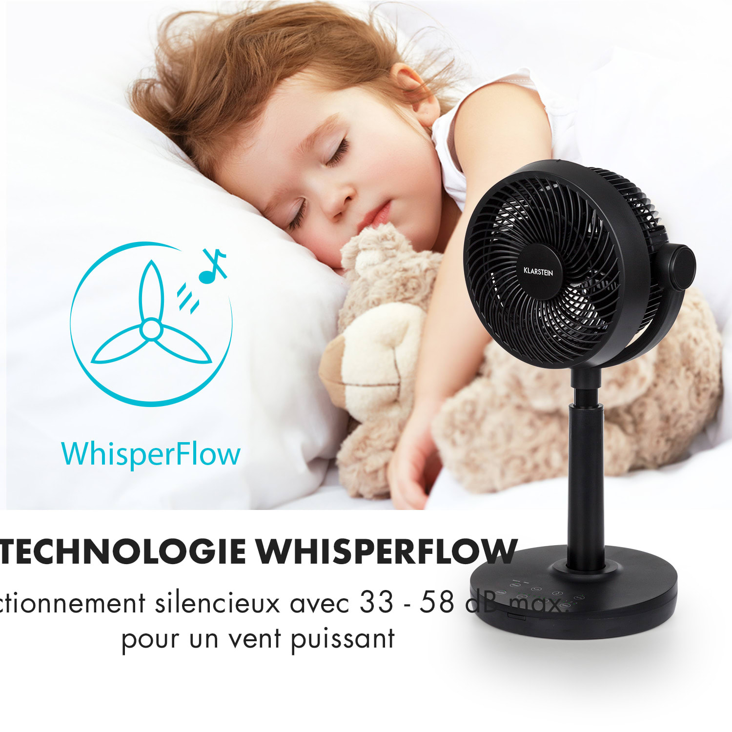Neo Stream ventilateur sur pied VarioFresh 3D 30W WhisperFlow noir 