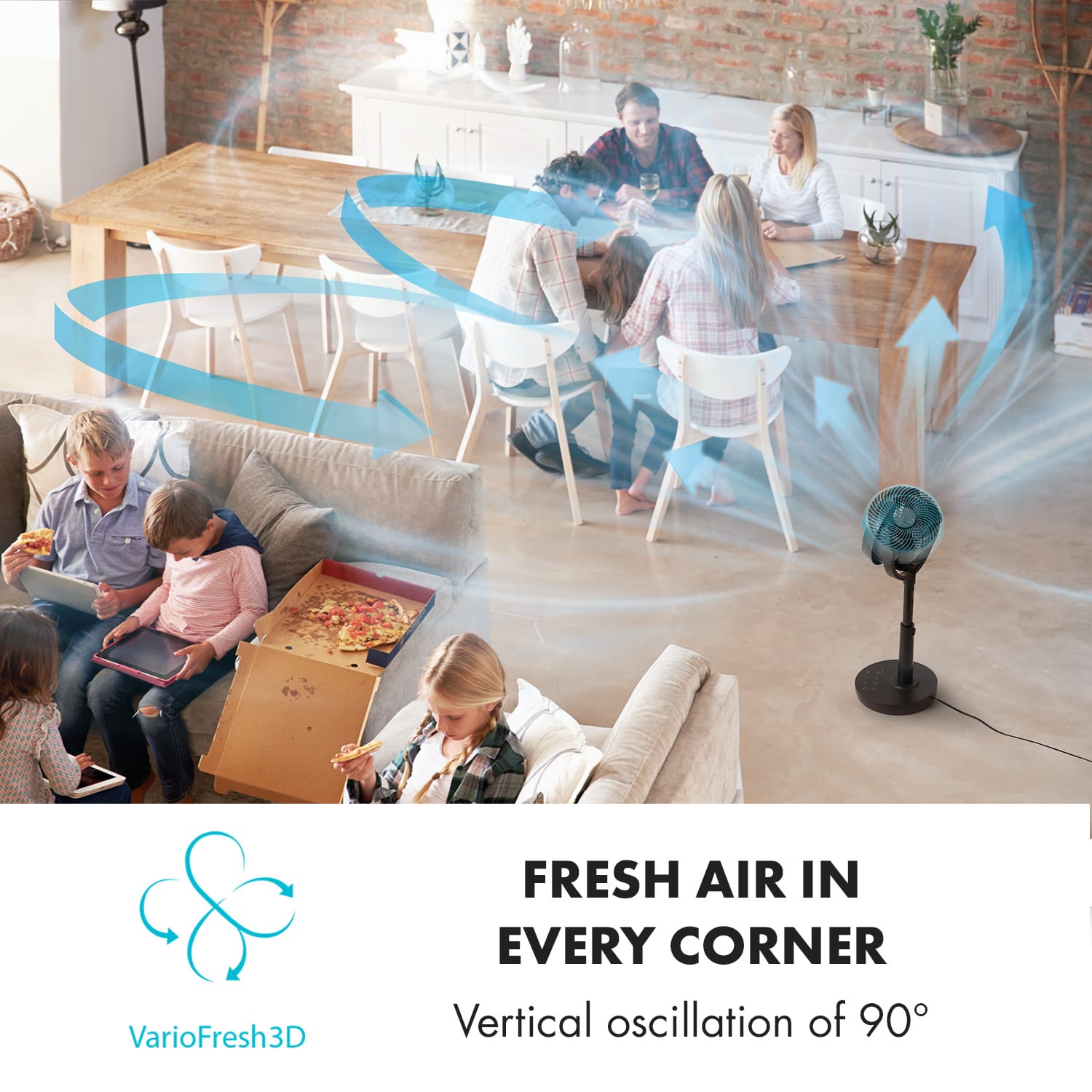 Neo Stream staande ventilator VarioFresh 3D 30W WhisperFlow zwart 