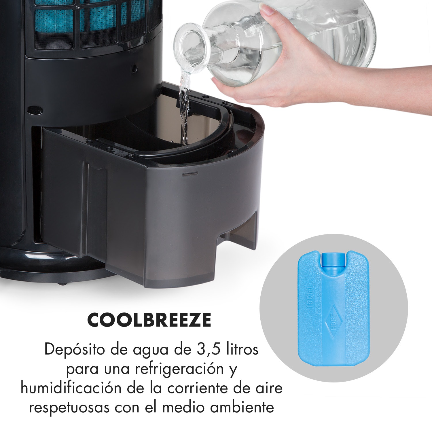 Skyscraper Horizon enfriador de aire ventilador humidificador 60 W 486 m³/h depósito de 3,5 l Horizon | Negro