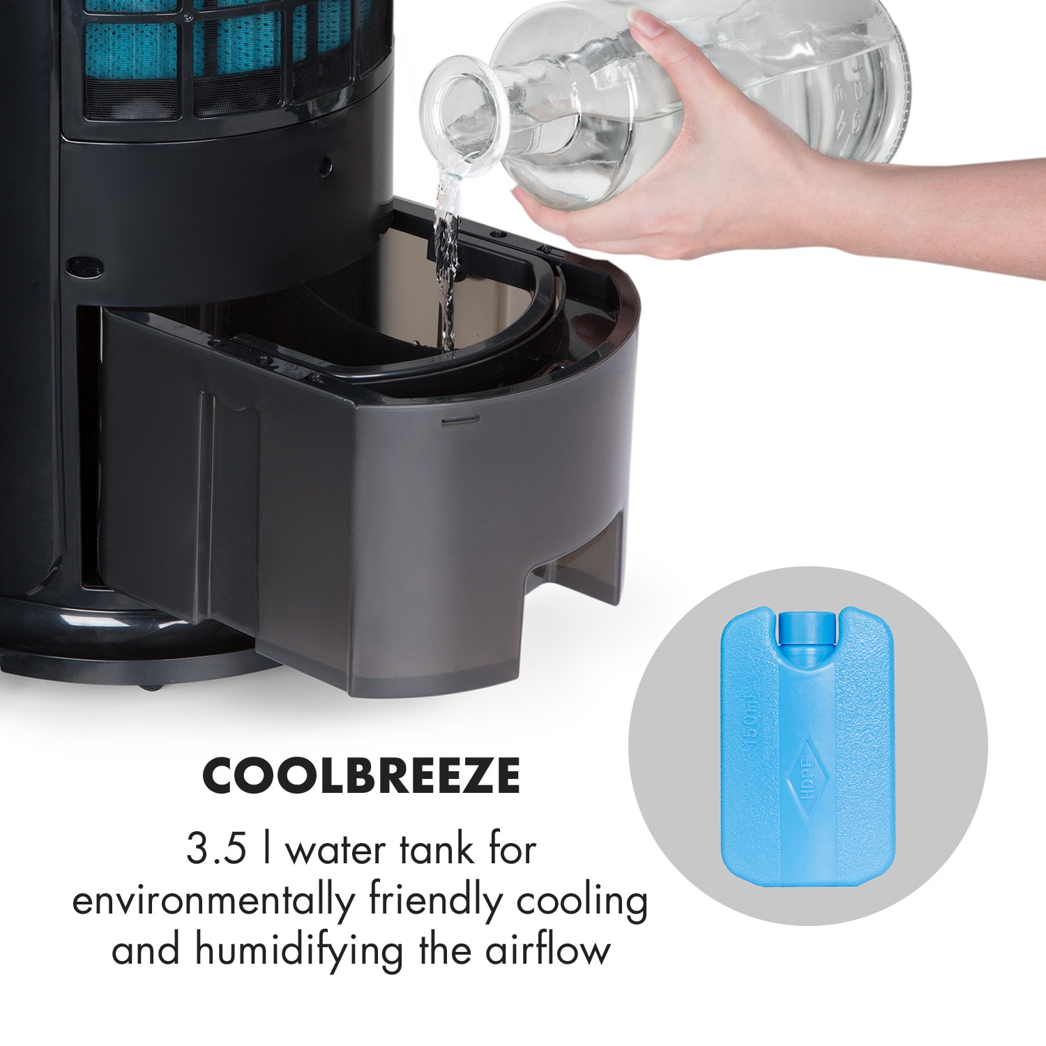 Skyscraper Horizon, klimator, wentylator, 60 W, 486 m³/h, zbiornik, 3,5 l, kolor czarny Horizon | Czarny