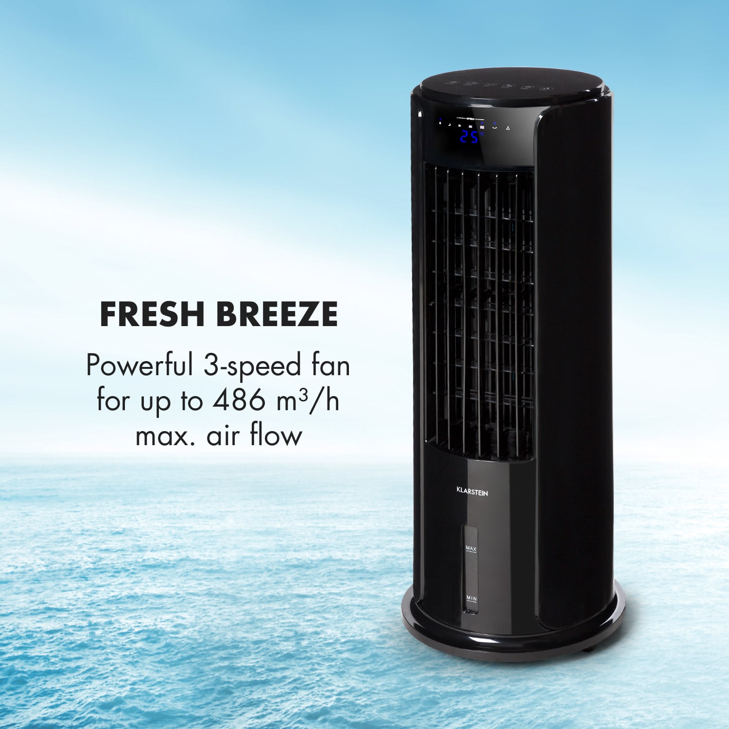 Skyscraper Horizon, klimator, wentylator, 60 W, 486 m³/h, zbiornik, 3,5 l, kolor czarny Horizon | Czarny