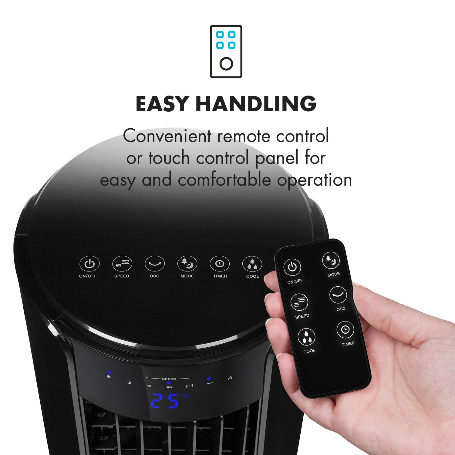 Skyscraper Horizon, klimator, wentylator, 60 W, 486 m³/h, zbiornik, 3,5 l, kolor czarny Horizon | Czarny