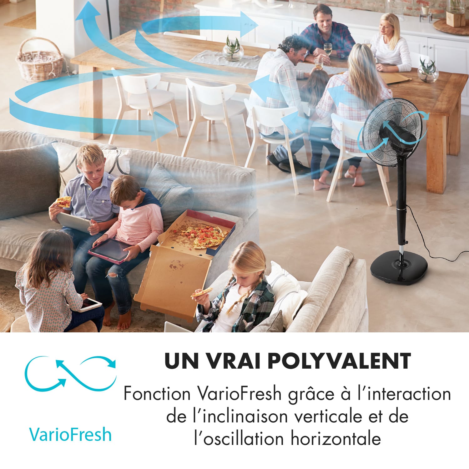 Infinity Storm ventilateur sur pied 16" (40 cm) 55 W 3 modes Variofresh 