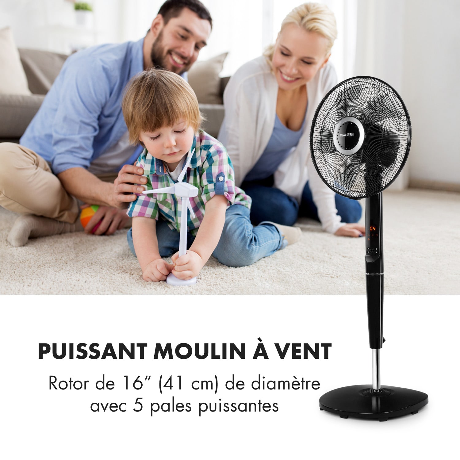 Infinity Storm ventilateur sur pied 16" (40 cm) 55 W 3 modes Variofresh 