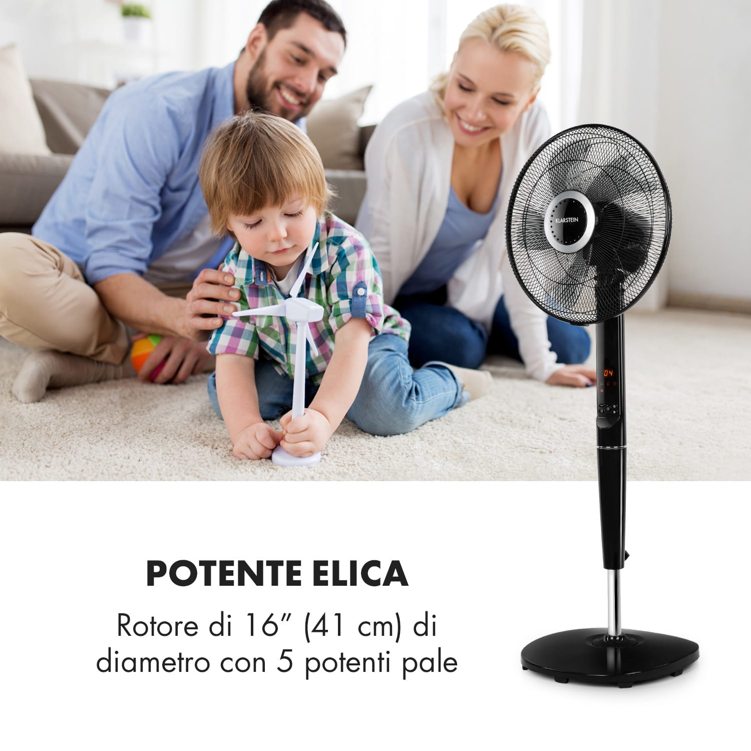 Infinity Storm Ventilatore a Piantana 16" (40 cm) 55 W 3 Modalità Variofresh 