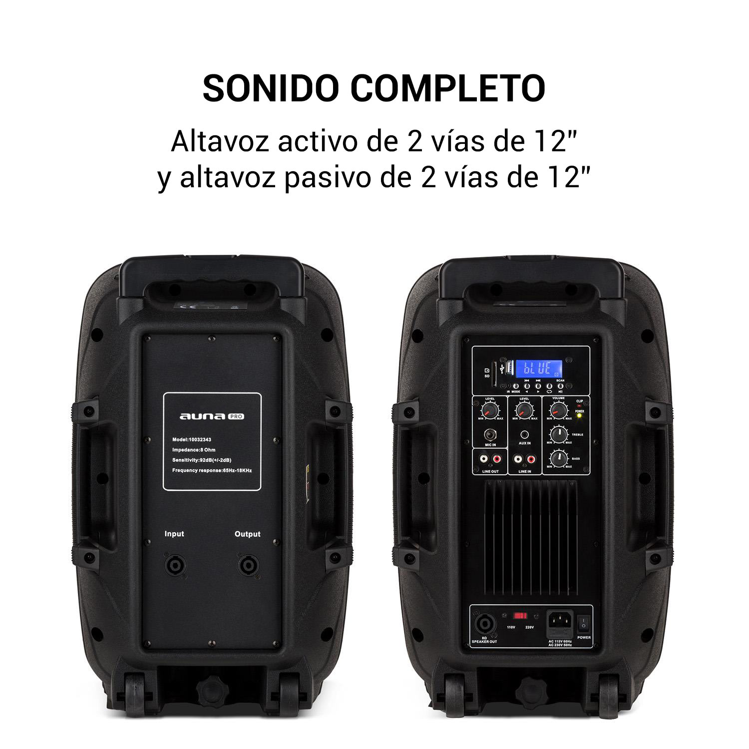 Combo 1 Altavoces PA activo y pasivo 700 W máx. Bluetooth Negro 