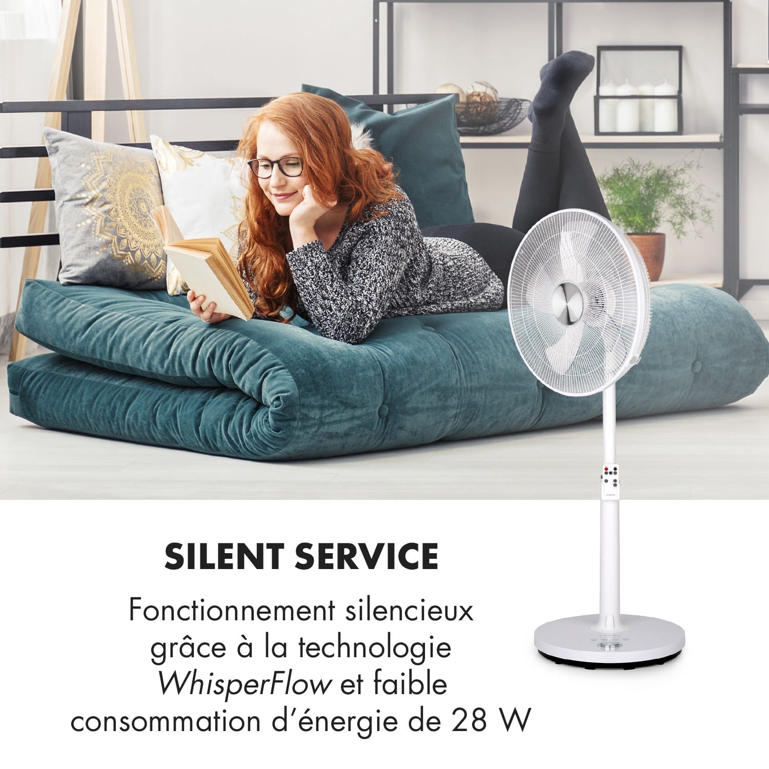Clear Stream ventilateur sur pied16" 28 W 3120 m³/h Oscillation 90° blanc 