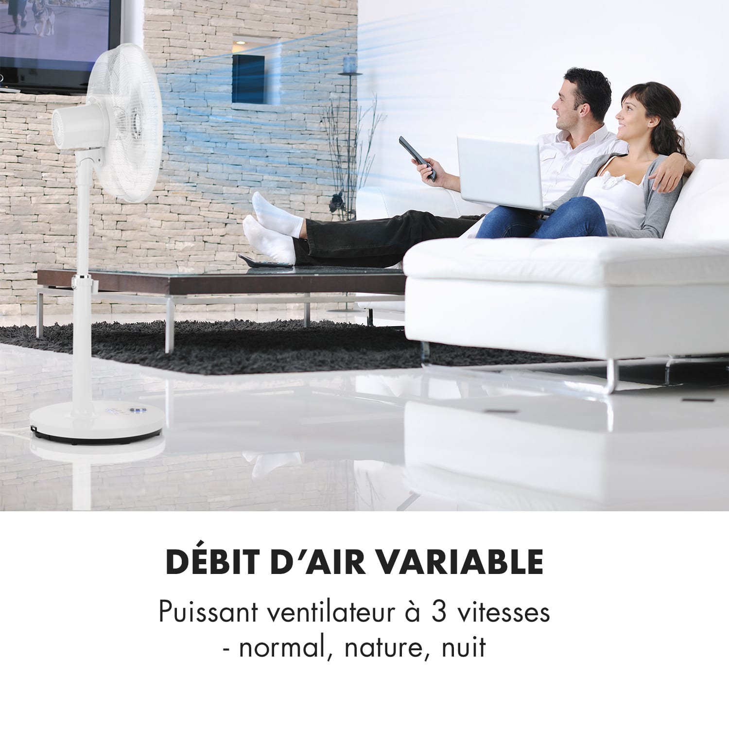 Clear Stream ventilateur sur pied16" 28 W 3120 m³/h Oscillation 90° blanc 