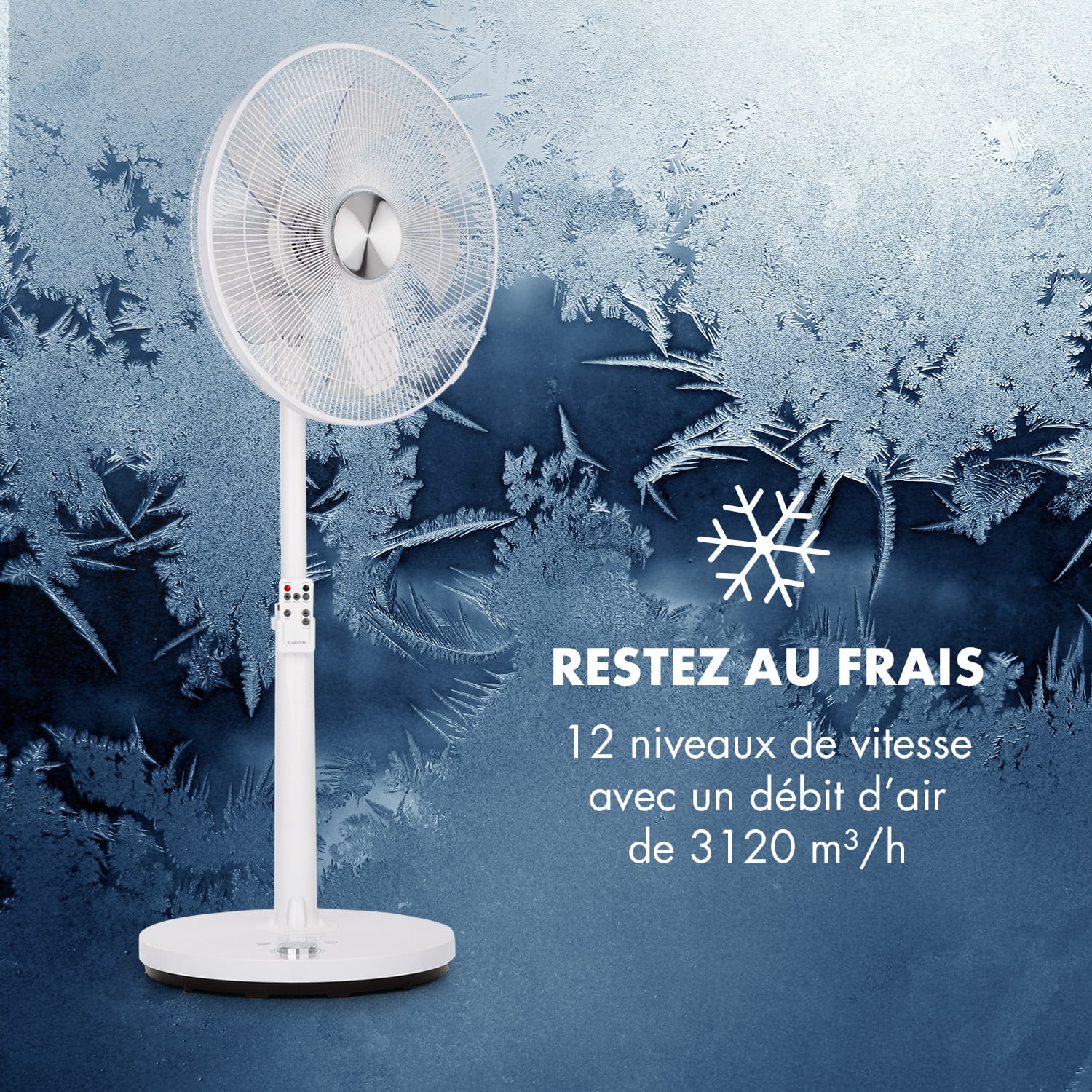Clear Stream ventilateur sur pied16" 28 W 3120 m³/h Oscillation 90° blanc 