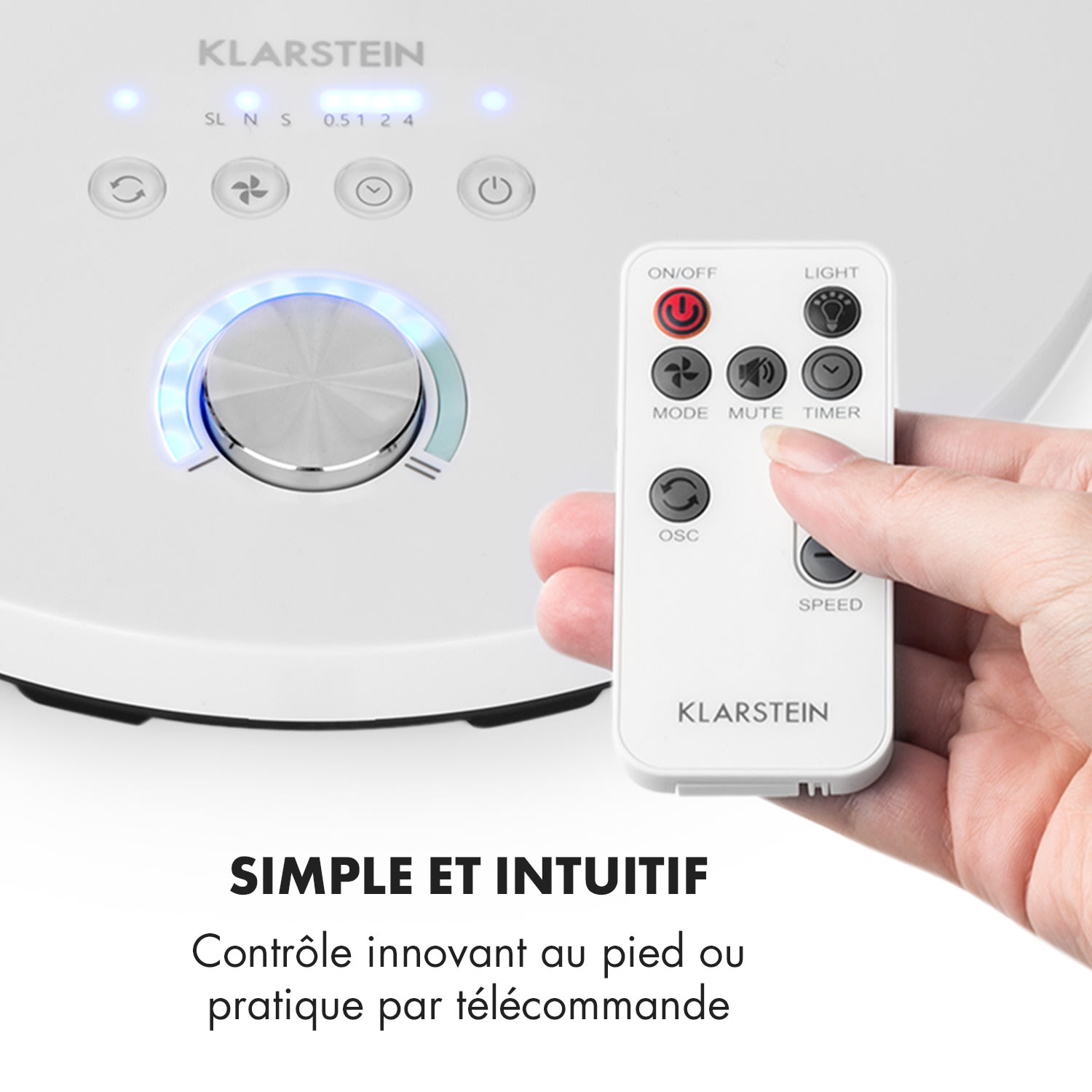 Clear Stream ventilateur sur pied16" 28 W 3120 m³/h Oscillation 90° blanc 