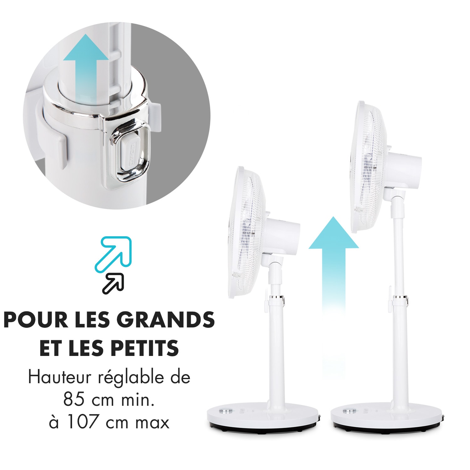 Clear Stream ventilateur sur pied16" 28 W 3120 m³/h Oscillation 90° blanc 