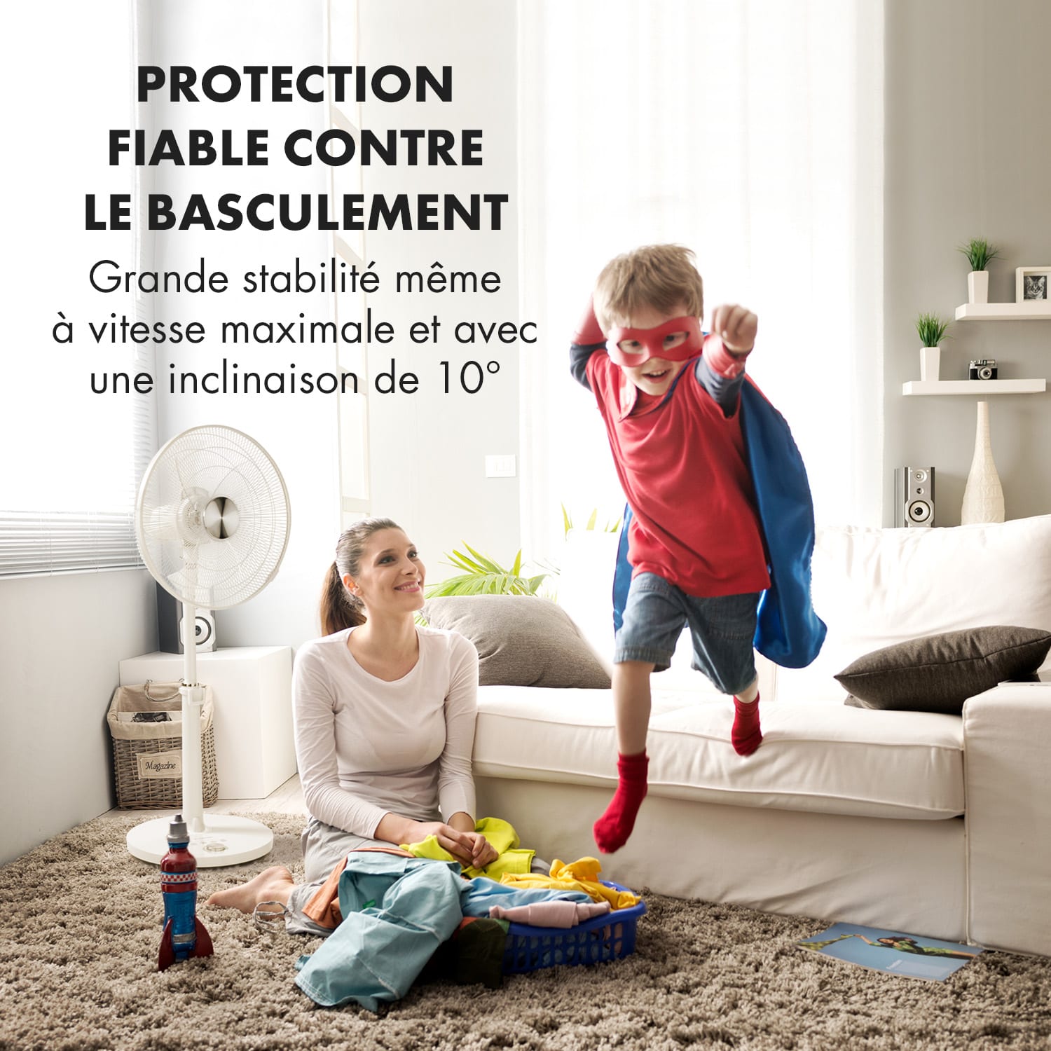 Clear Stream ventilateur sur pied16" 28 W 3120 m³/h Oscillation 90° blanc 
