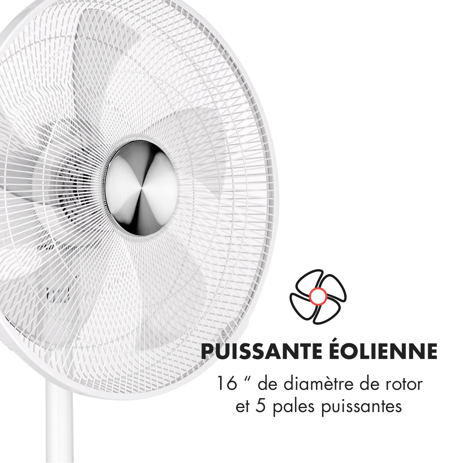 Clear Stream ventilateur sur pied16" 28 W 3120 m³/h Oscillation 90° blanc 