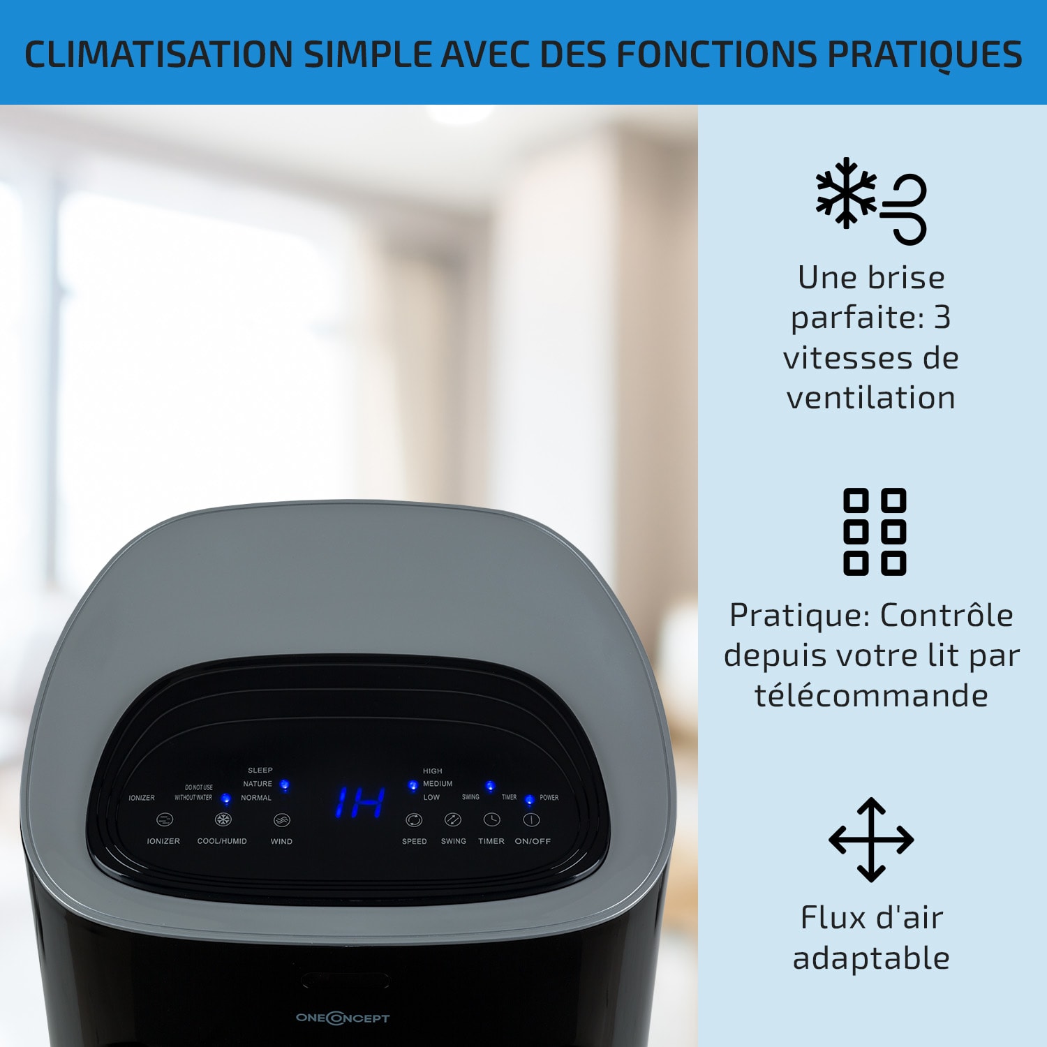 Coolster 4-en-1 rafraîchisseur d'air  60 W 320m³/h réservoir 4l - noir 