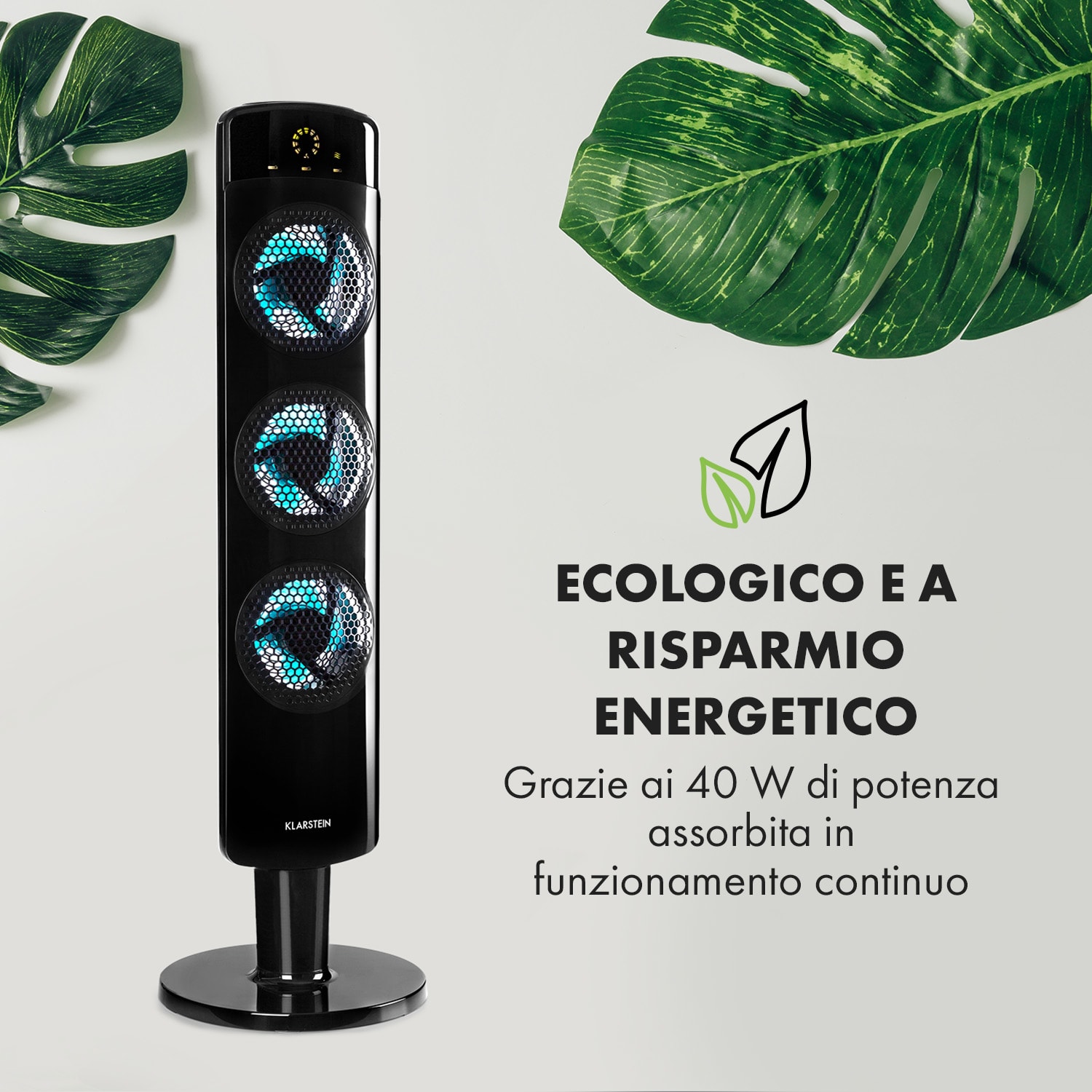 Skycraper Tri - Air Ventilatore a Colonna 40 W 80° - Osz. 59 dB max. nero 