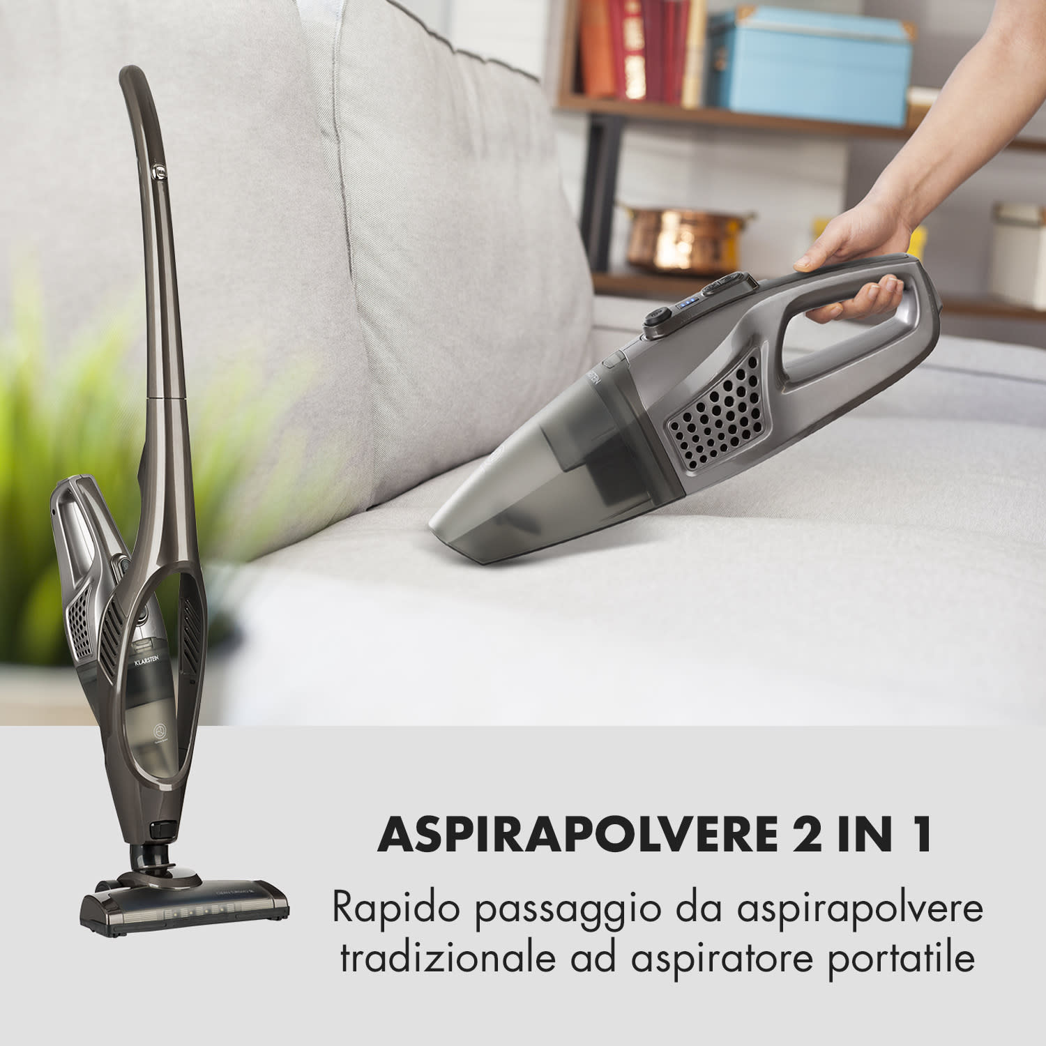 Clean Turismo 2in1 Aspirapolvere a Batteria SL Senza Filo argento/antracite Grigio Argento