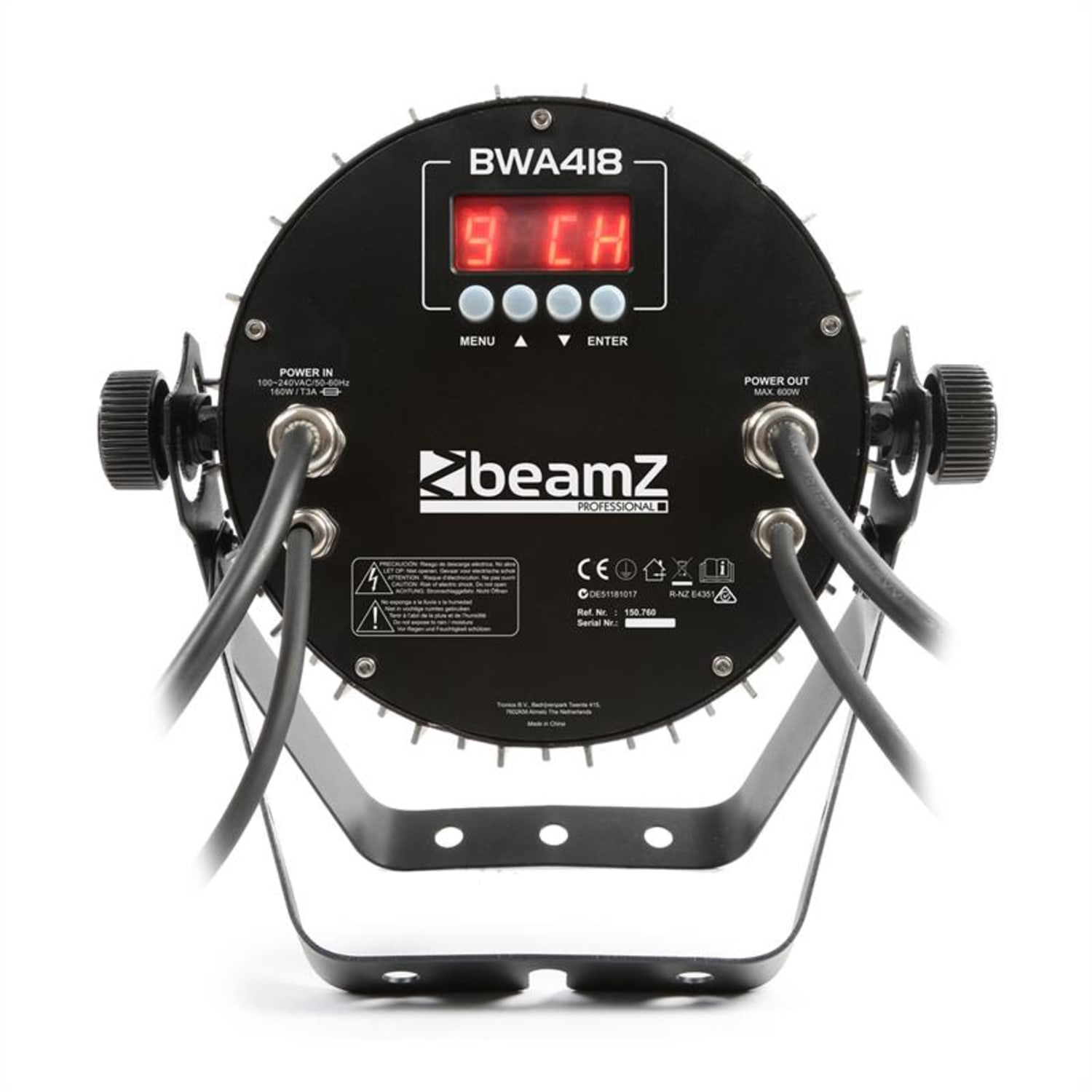 BWA418, LED PAR reflektor, 18 x 12 W,  4 in 1, LED, RGBW, IP65, fekete