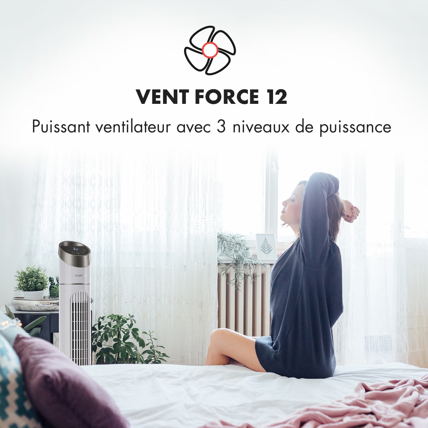 Sky High ventilateur tour 40 W 276m³/h 75° oscillation 3 modes blanc 