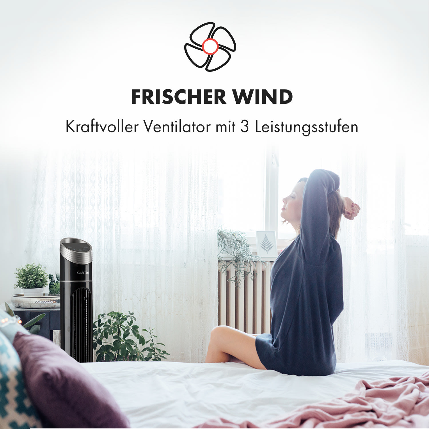 Sky High Ventilatore a Torre 40W 276m³/h Oscillazione 75° 3 Modalità nero 