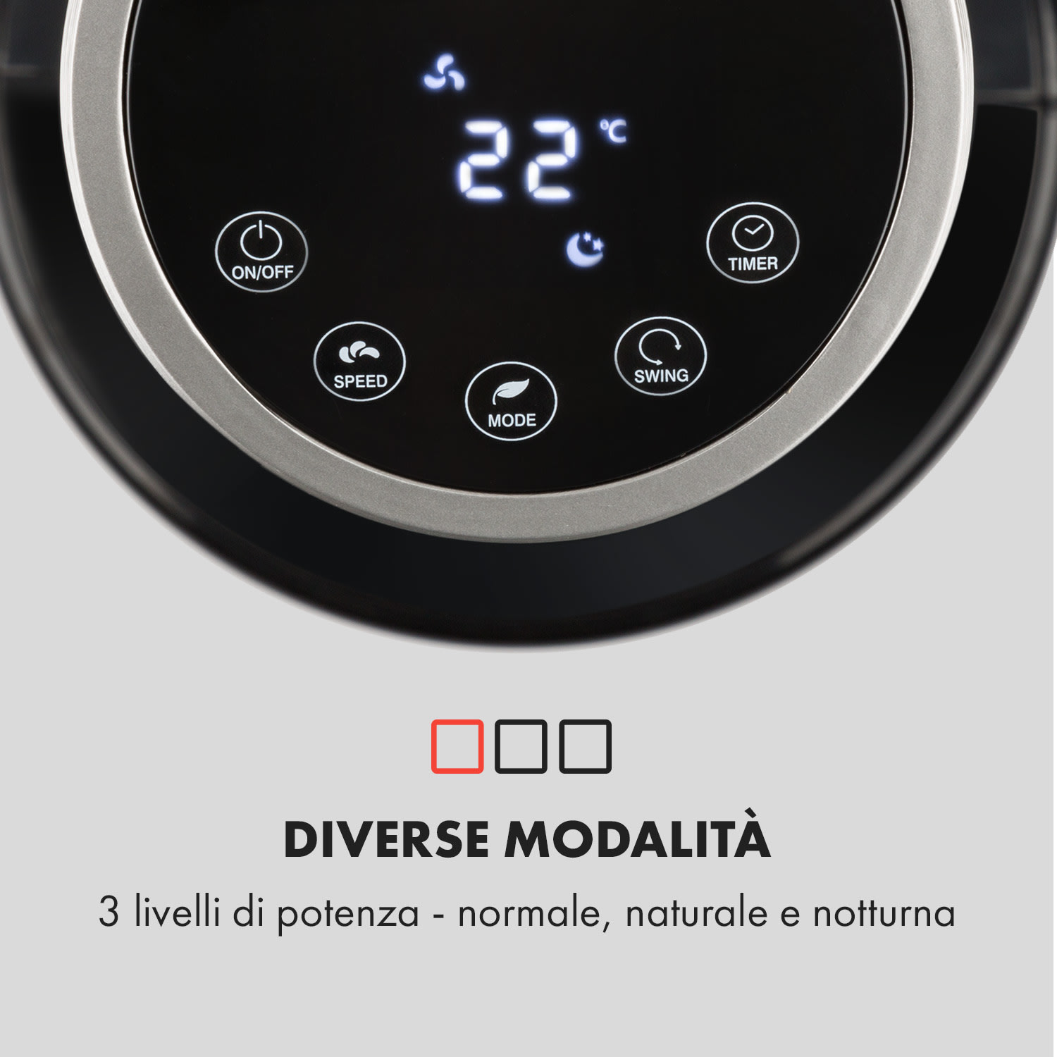 Sky High Ventilatore a Torre 40W 276m³/h Oscillazione 75° 3 Modalità nero 