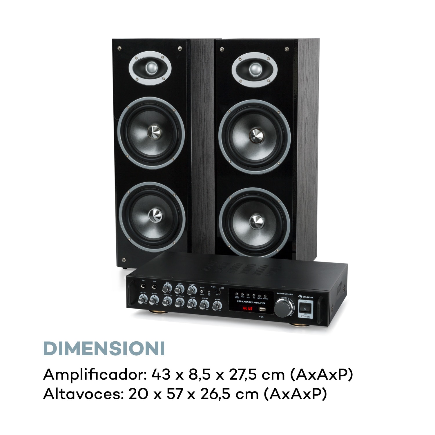 Karaoke Star 4 Set de karaoke 2 x 80 W máx. BT Puerto USB 2 micros inalámbricos Karaoke Star 4: 2 x 80 W/2 micrófonos inalámbricos | Negro